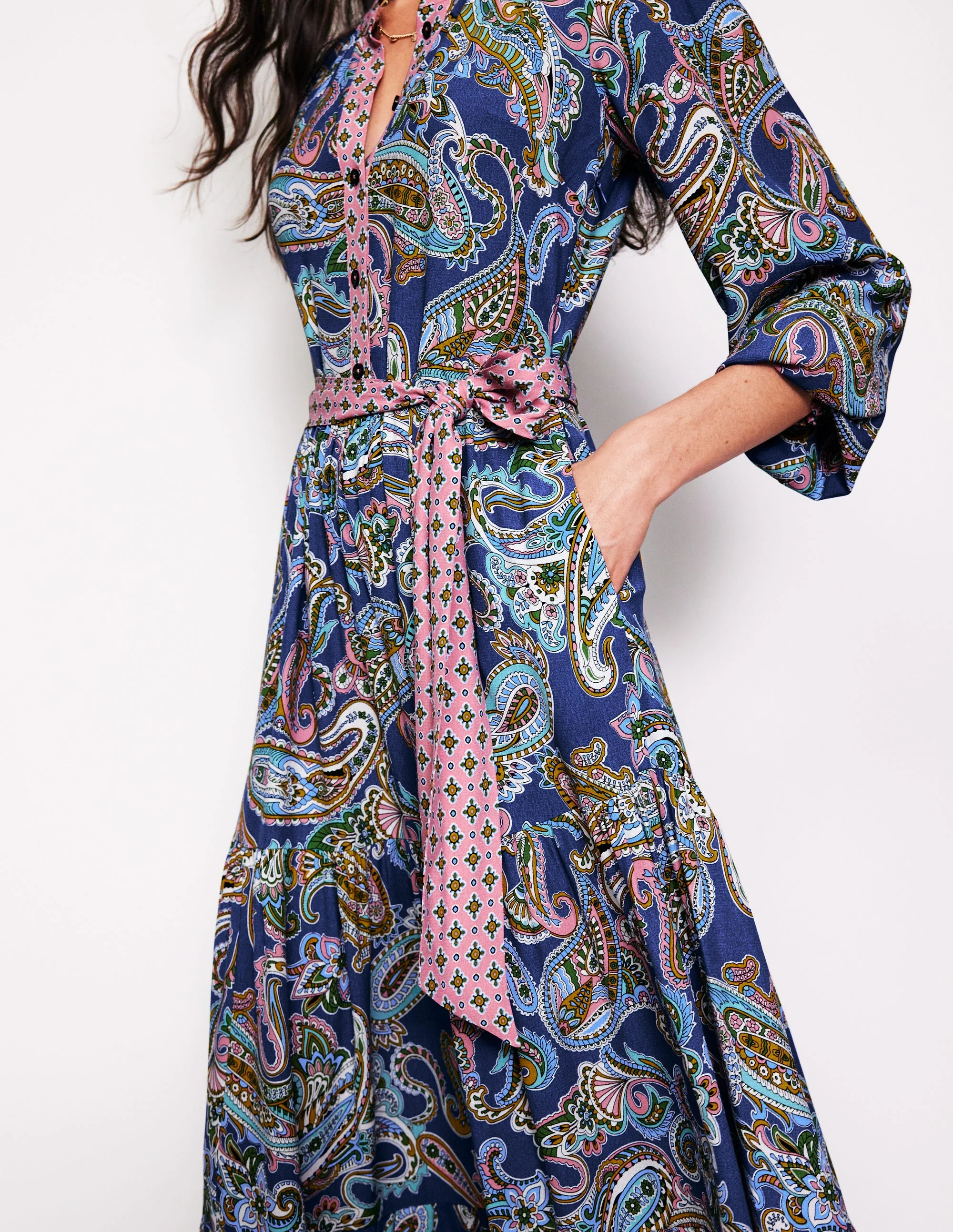 Alba Viscose Maxi Dress-Mazarine Blue, Opulent Paisley - Image 2