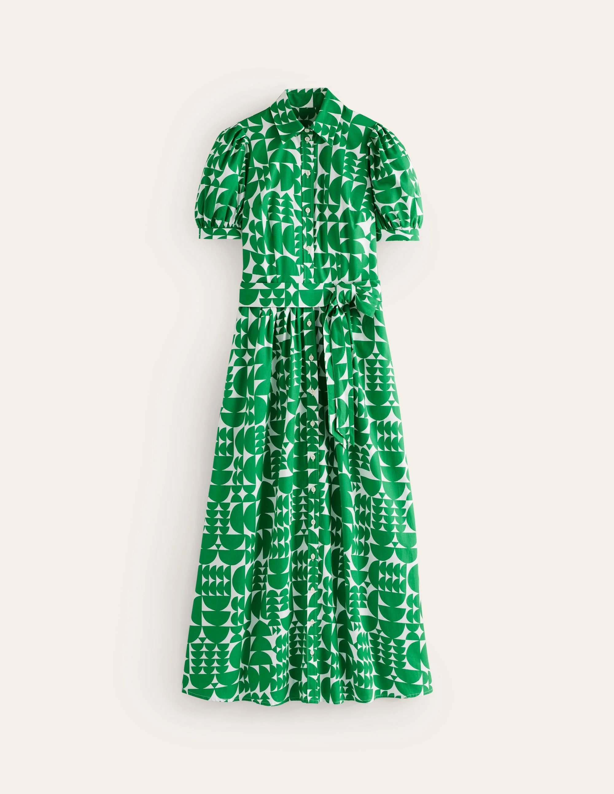 Alexa Maxi Shirt Dress-Green, Geometric Pop - Image 7