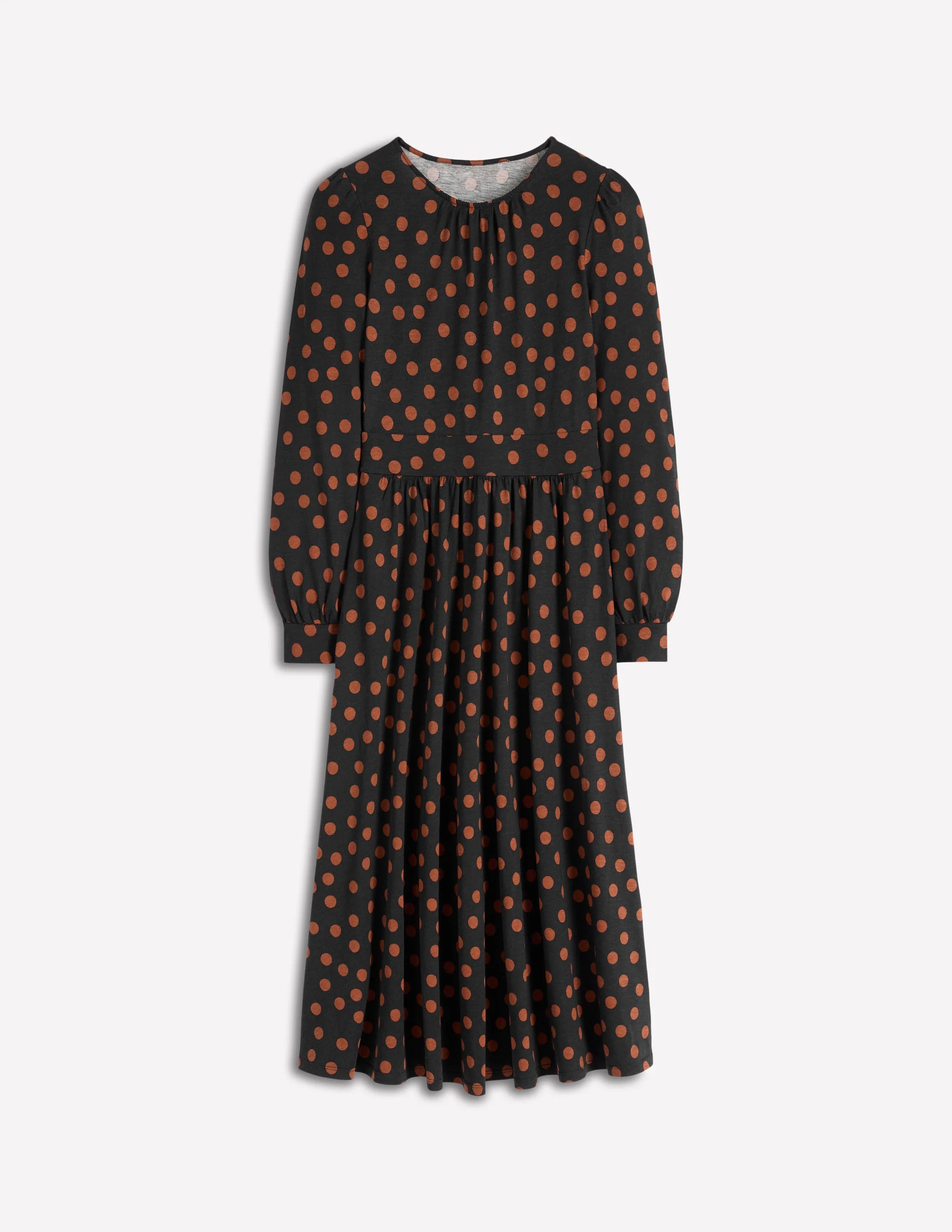 Alexandra Jersey Midi Dress-Black, Tortoise Shell Dot - Image 6