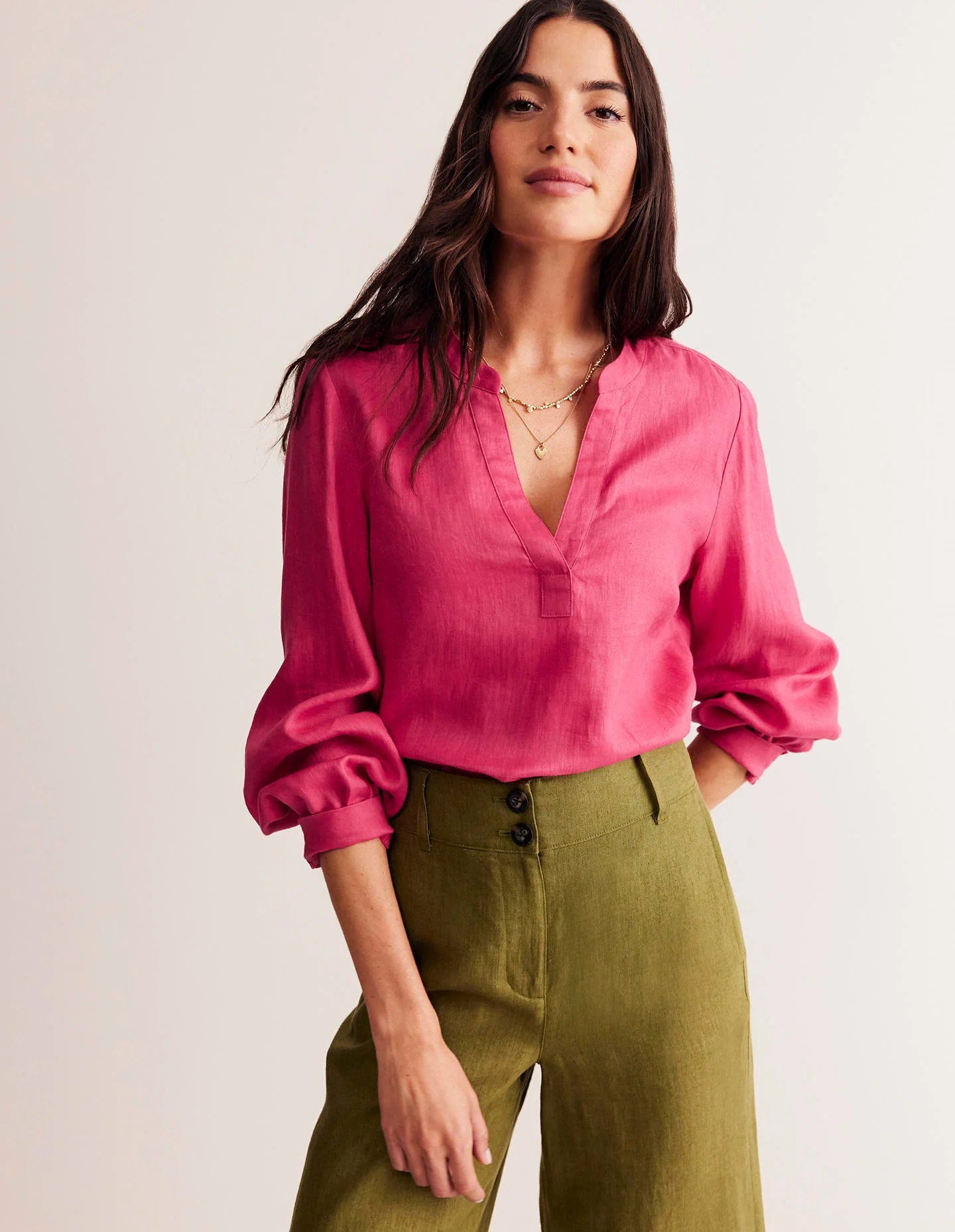Alice Linen Top-Rethink Pink
