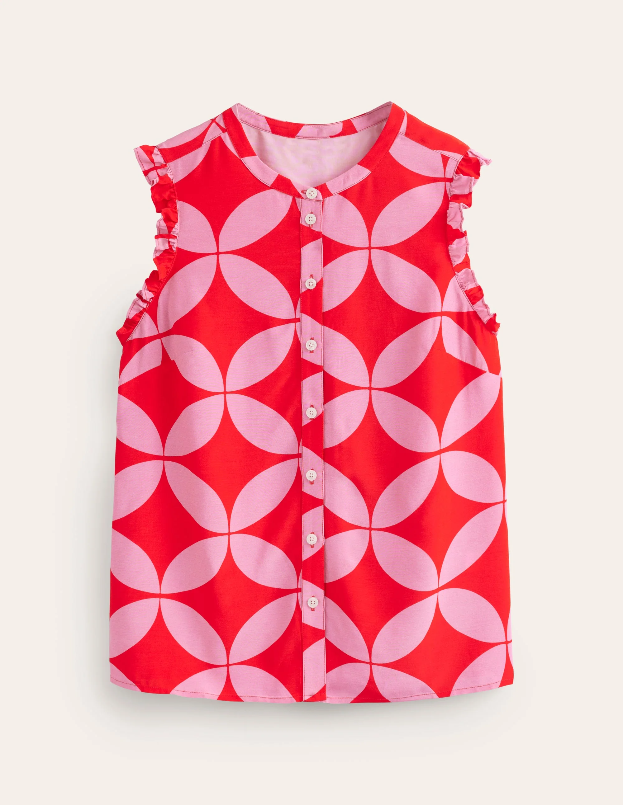 Alicia Button Down Top-Flame Scarlet, Diamond Terrace - Image 5