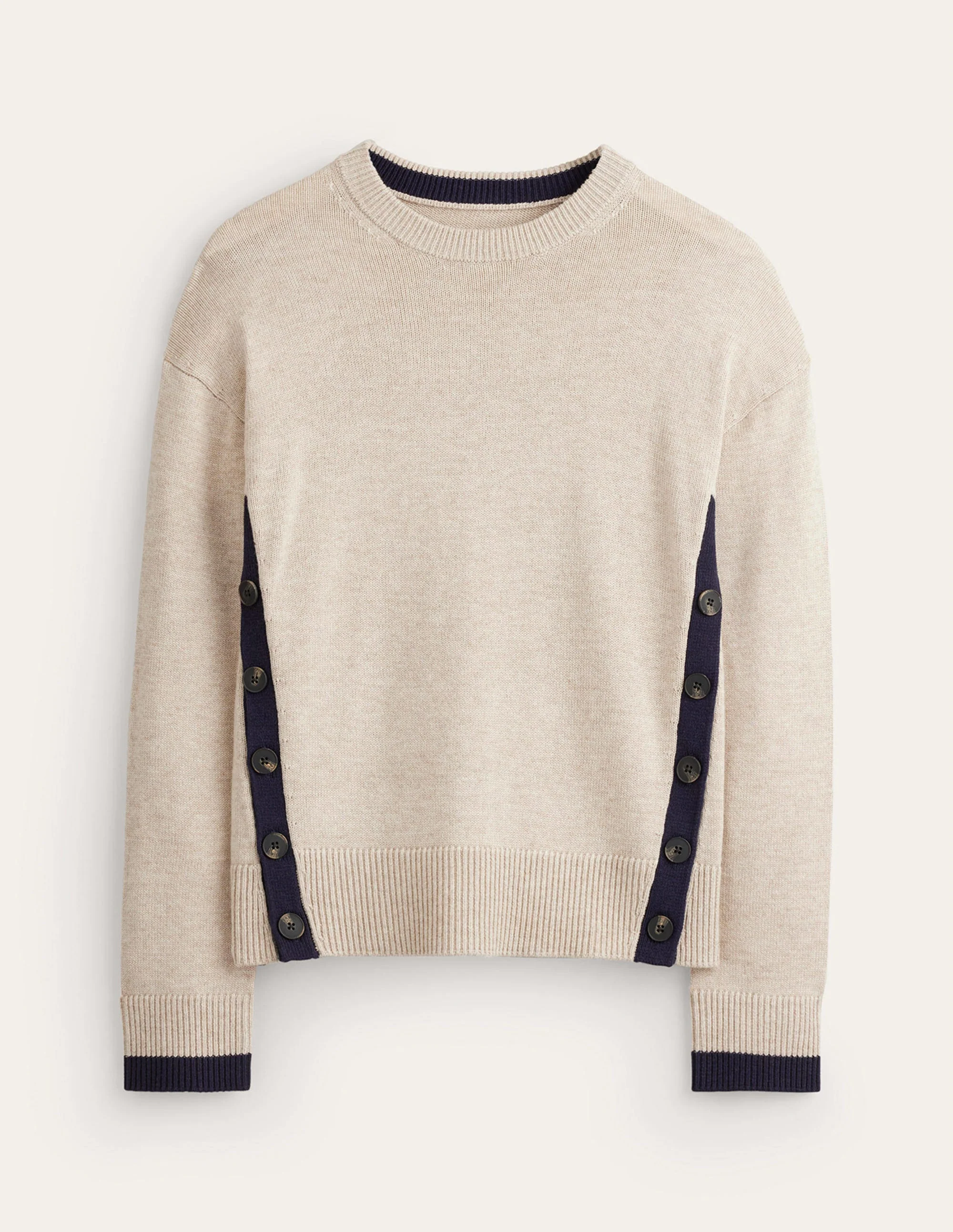 Alma Contrast Trim Jumper-Chinchilla Melange, Navy - Image 5