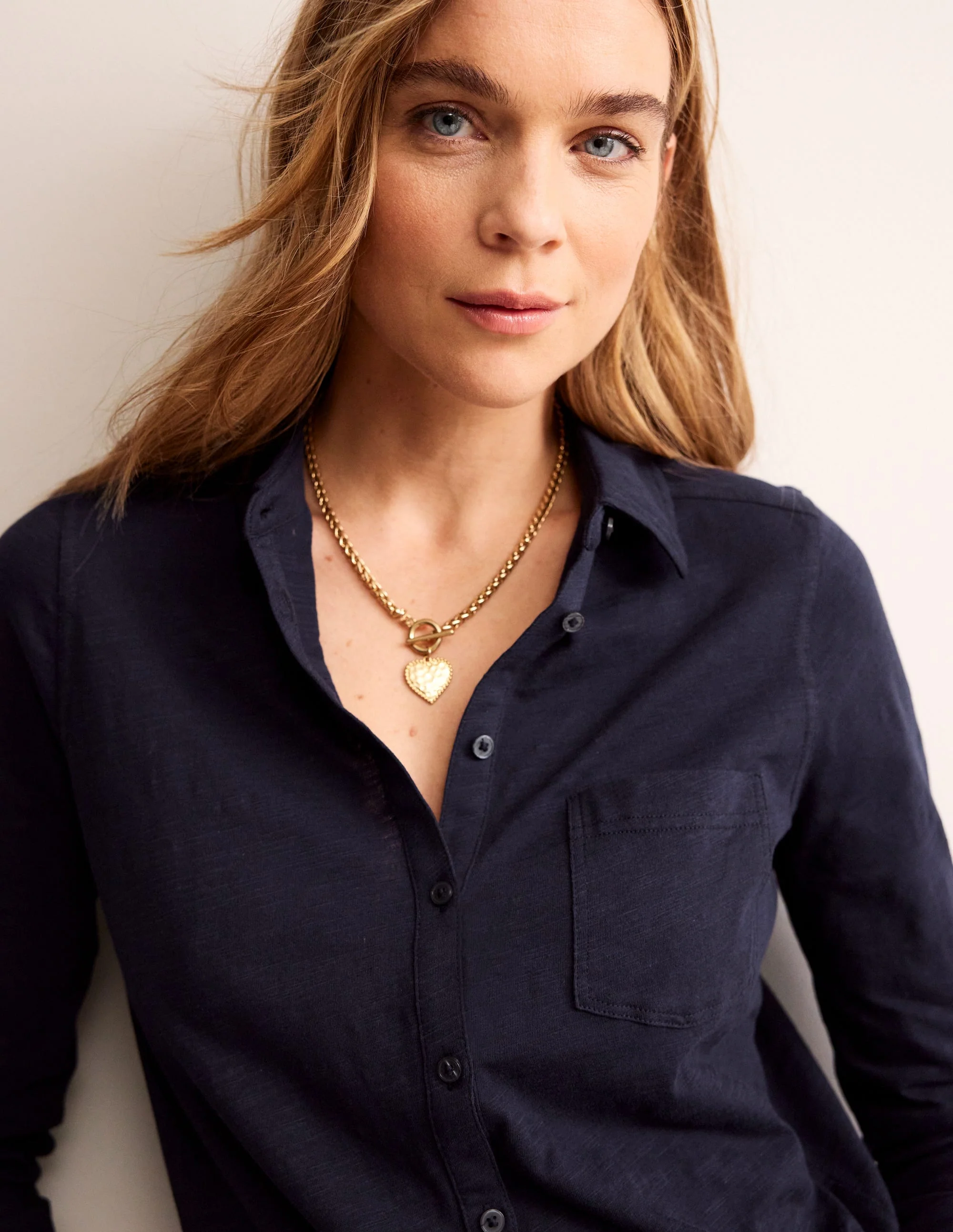 Amelia Jersey Shirt-Navy - Image 3