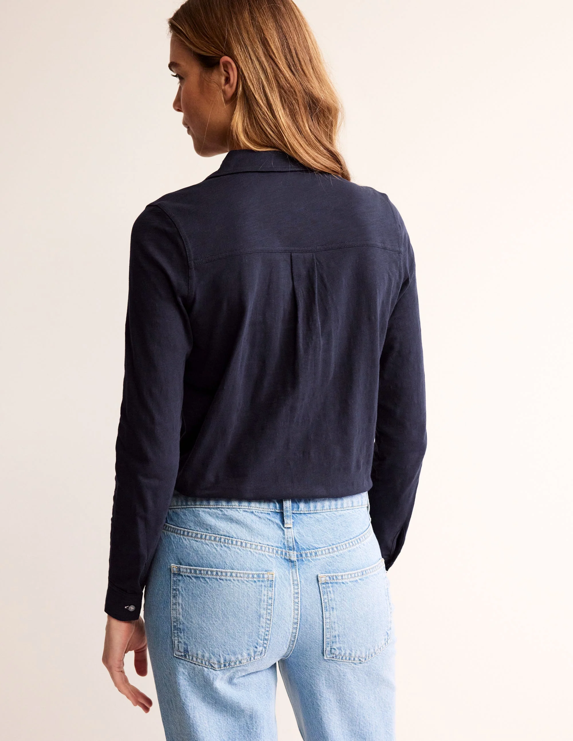 Amelia Jersey Shirt-Navy - Image 4