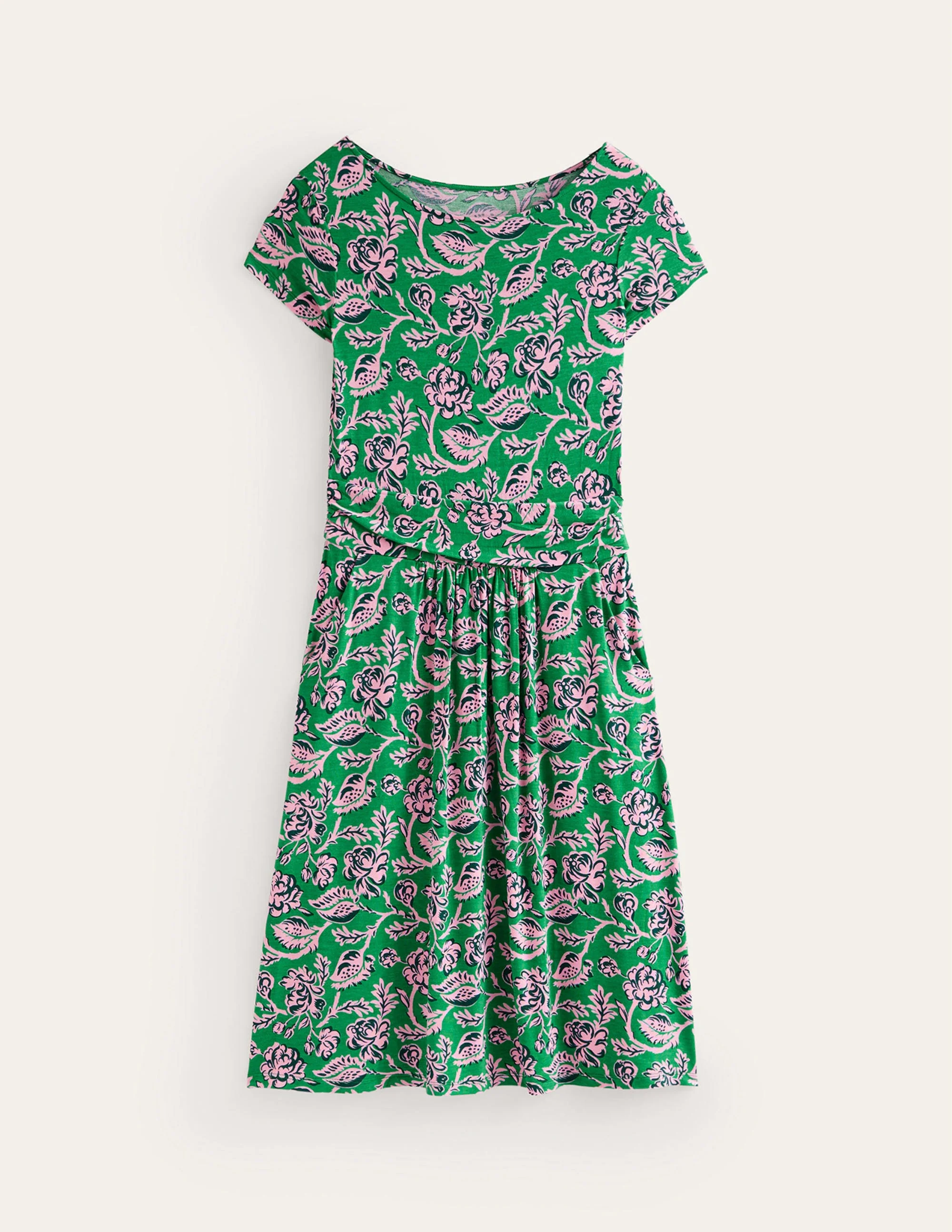 Amelie Jersey Dress-Green Tambourine, Rose Blush - Image 6