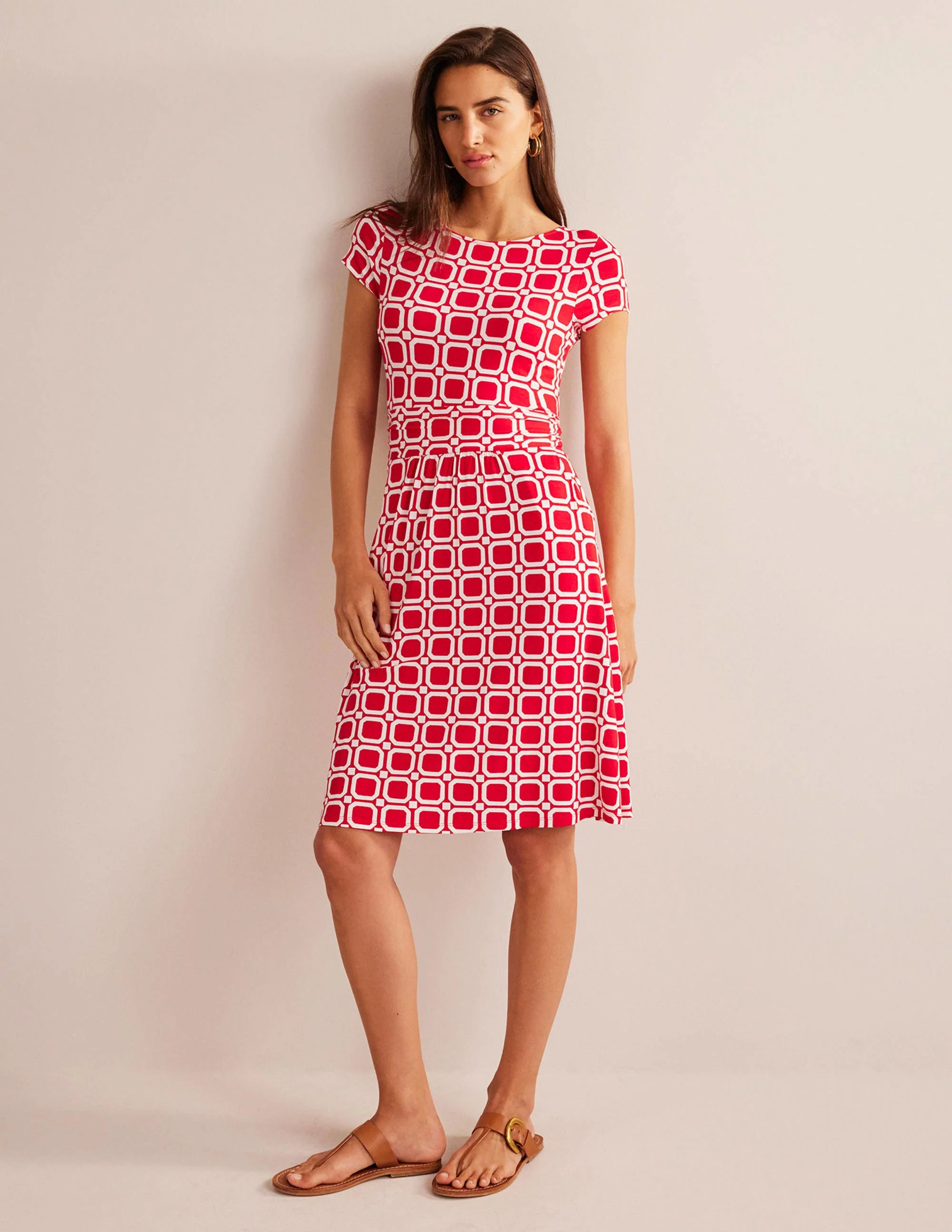 Amelie Jersey Dress-Hot Pepper, Block Cube