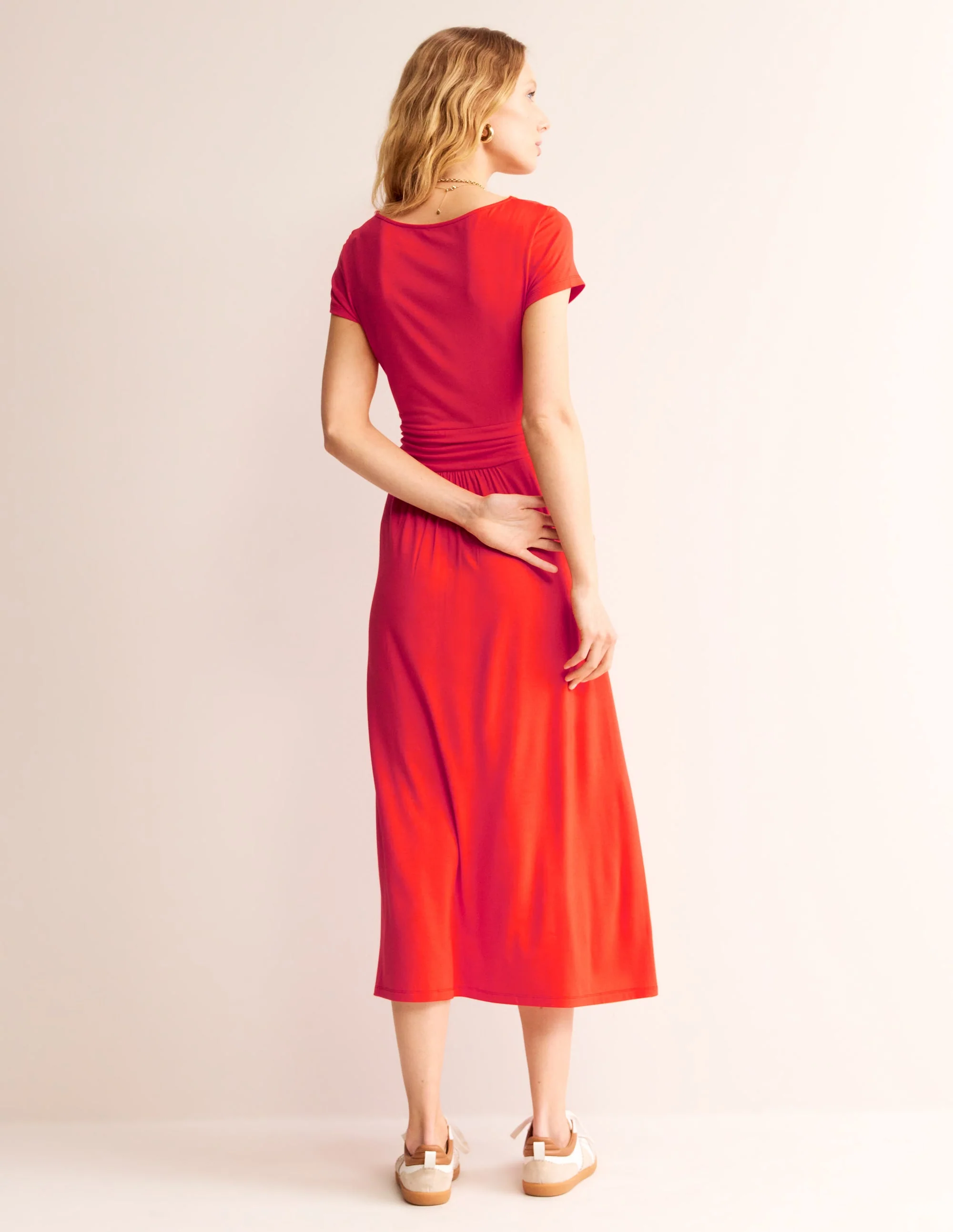 Amelie Jersey Midi Dress-Poppy Red - Image 3