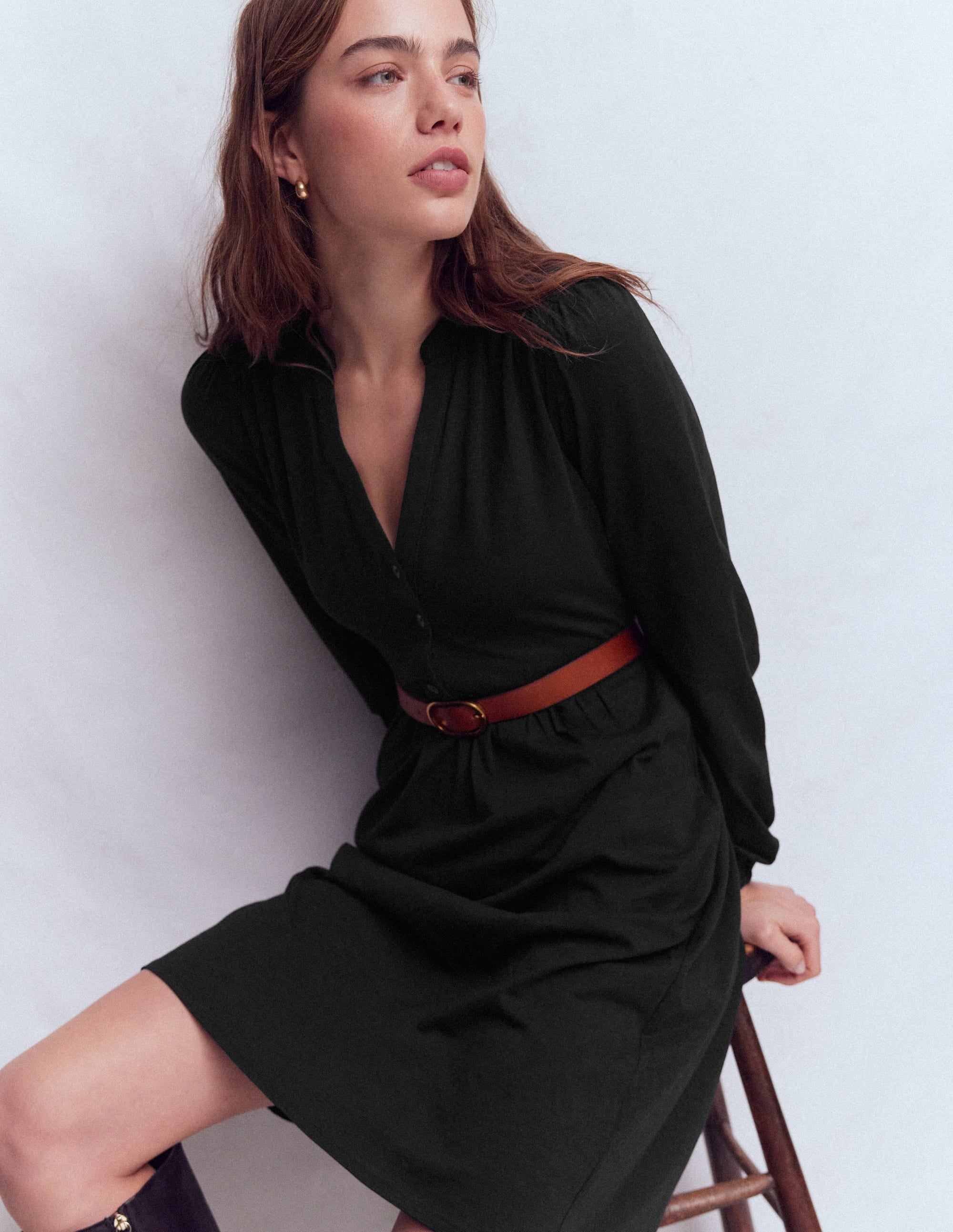 Amy Short Jersey Dress-Black - Image 2
