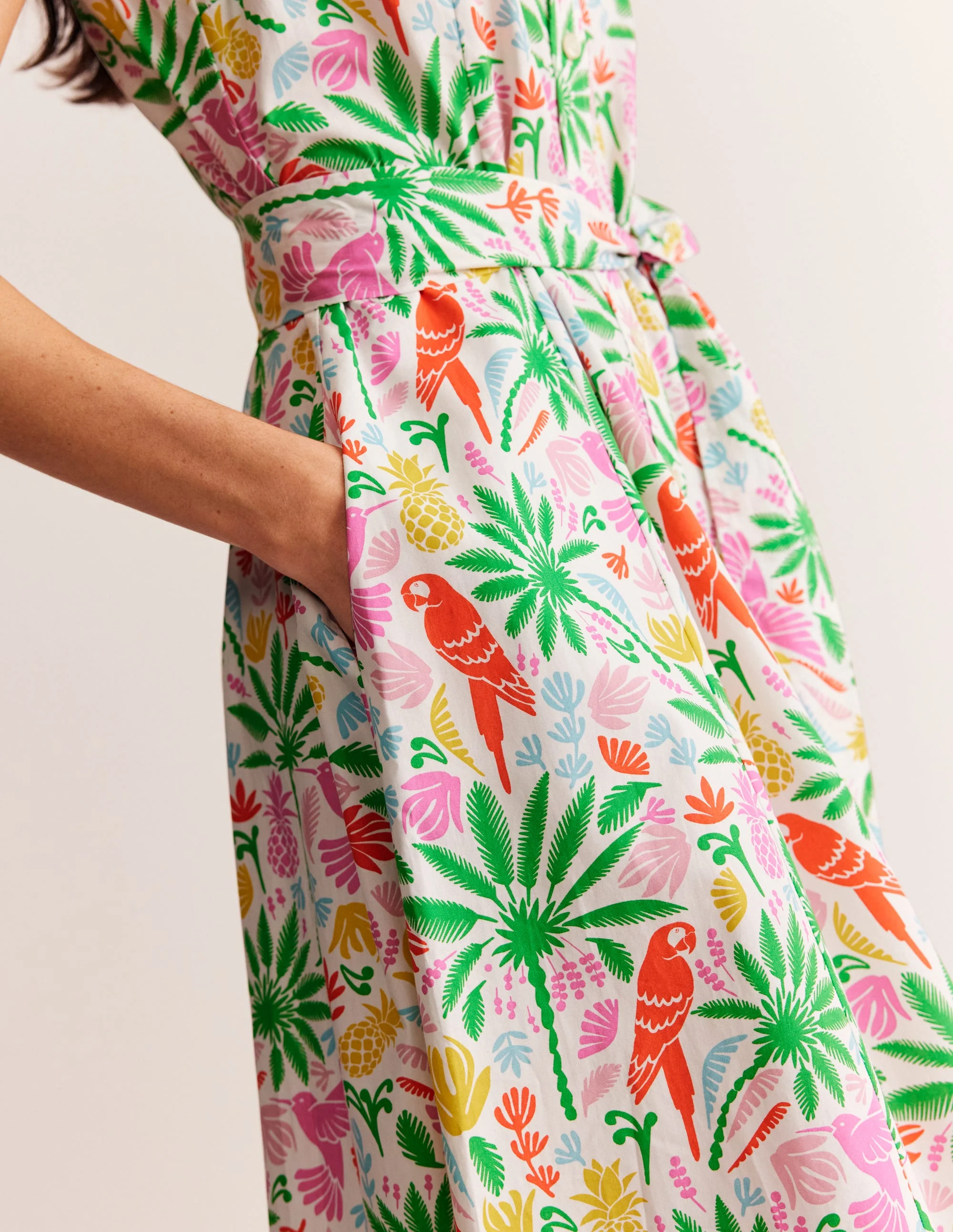 Amy Sleeveless Shirt Dress-Multi, Tropical Paradise - Image 2