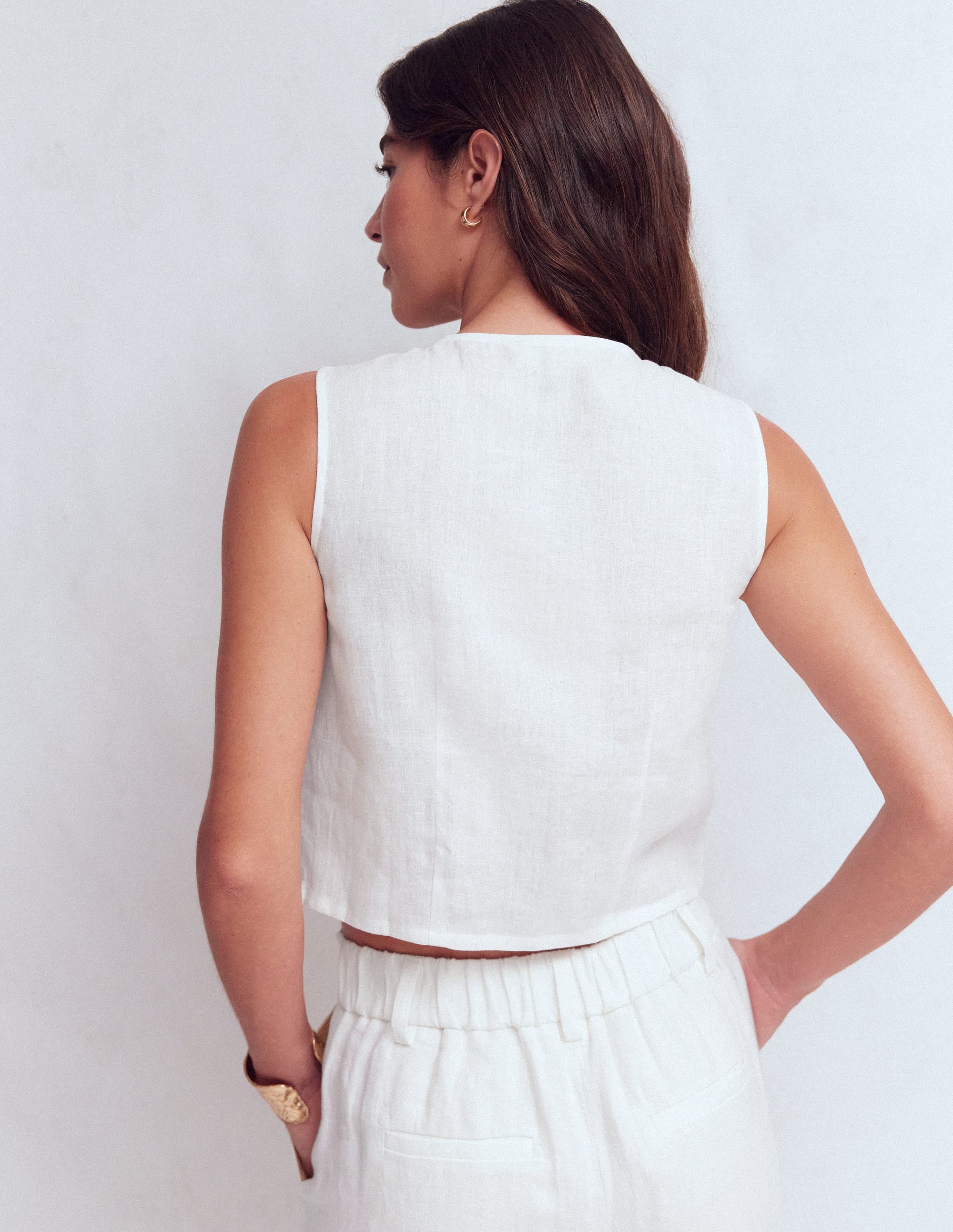 Andrea Linen Shell Top-White - Image 3