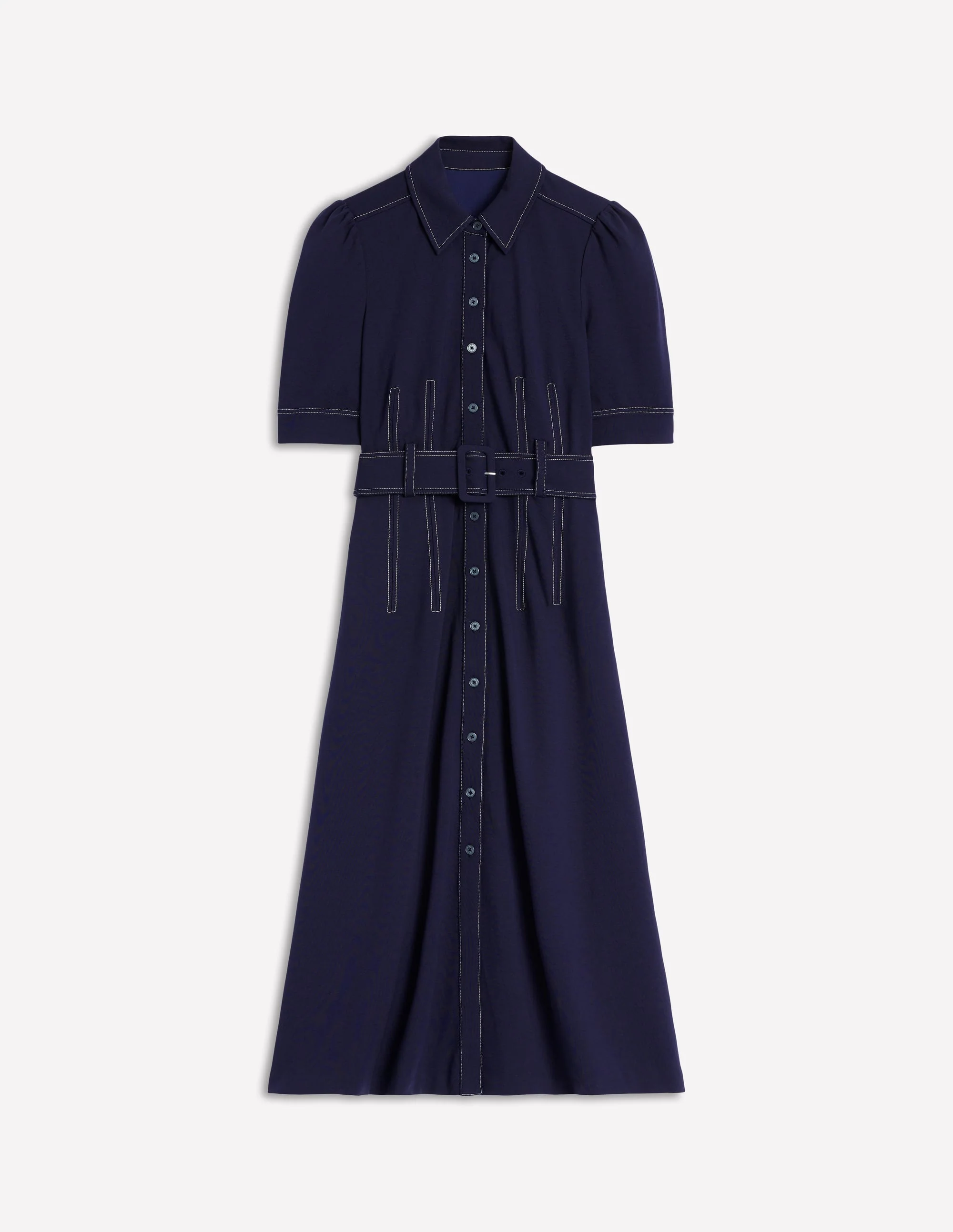 Anita Ponte Shirt Dress-Navy - Image 5