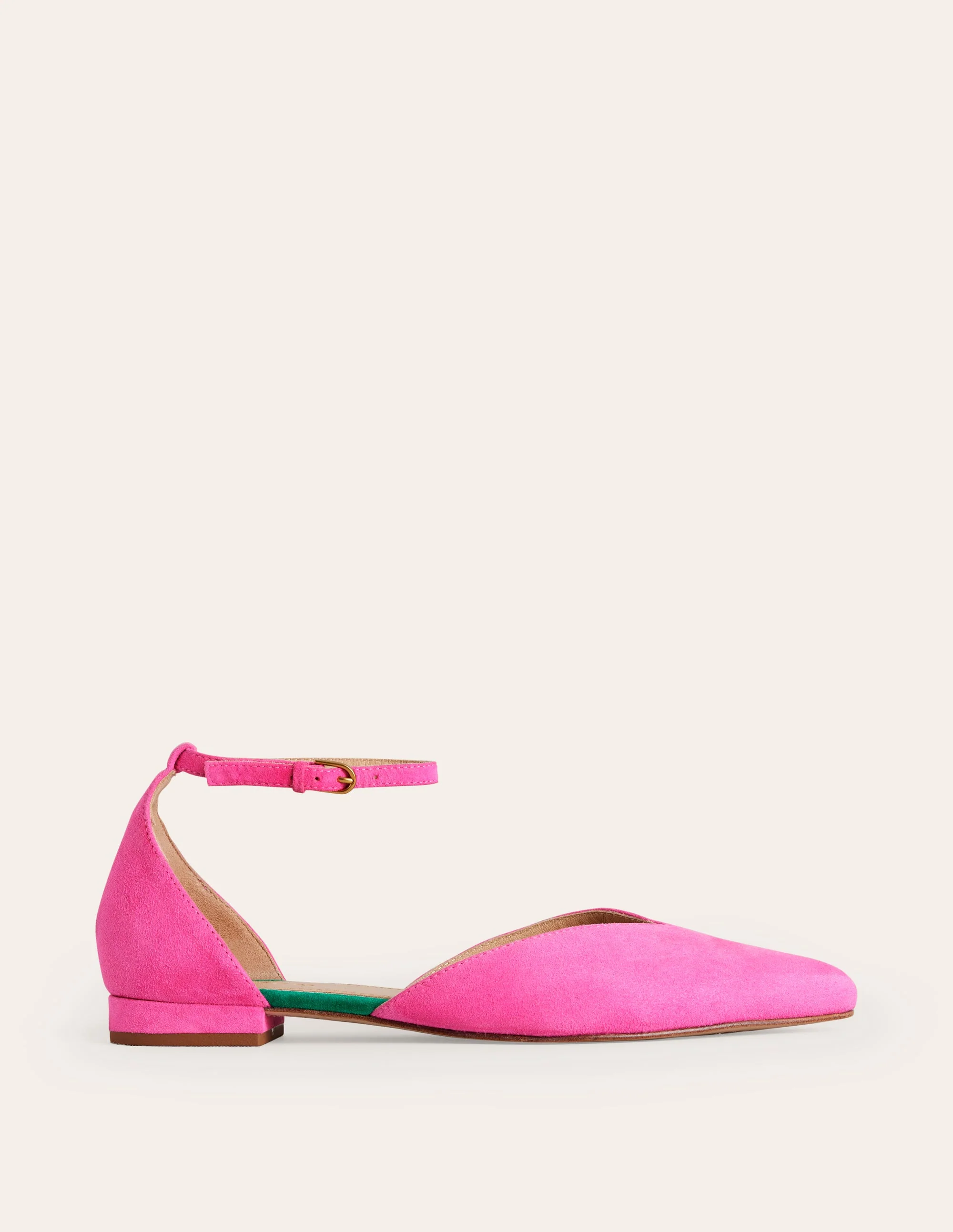 Ankle Strap Point Flats-Festival Pink Suede - Image 2