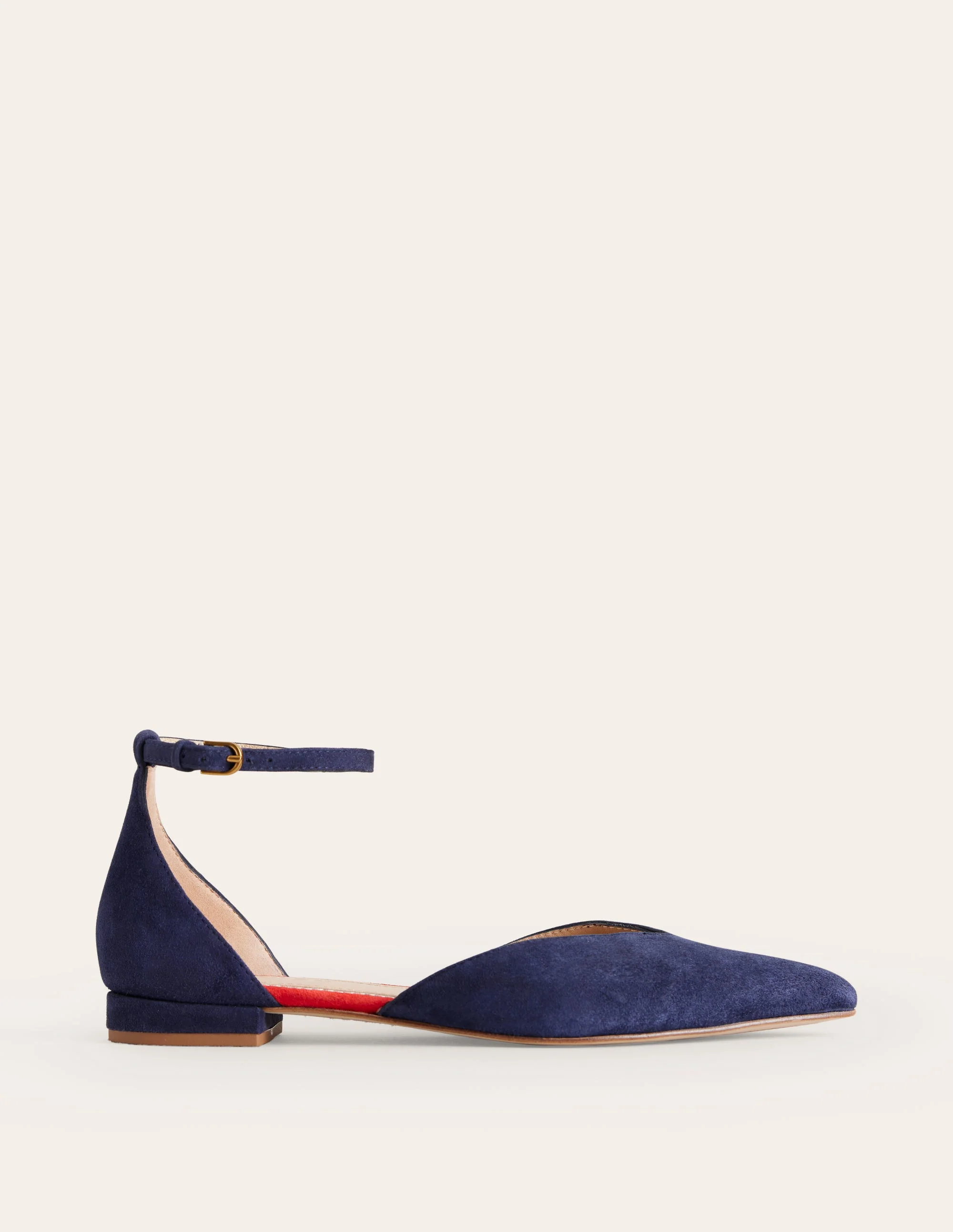 Ankle Strap Point Flats-Navy Suede - Image 2