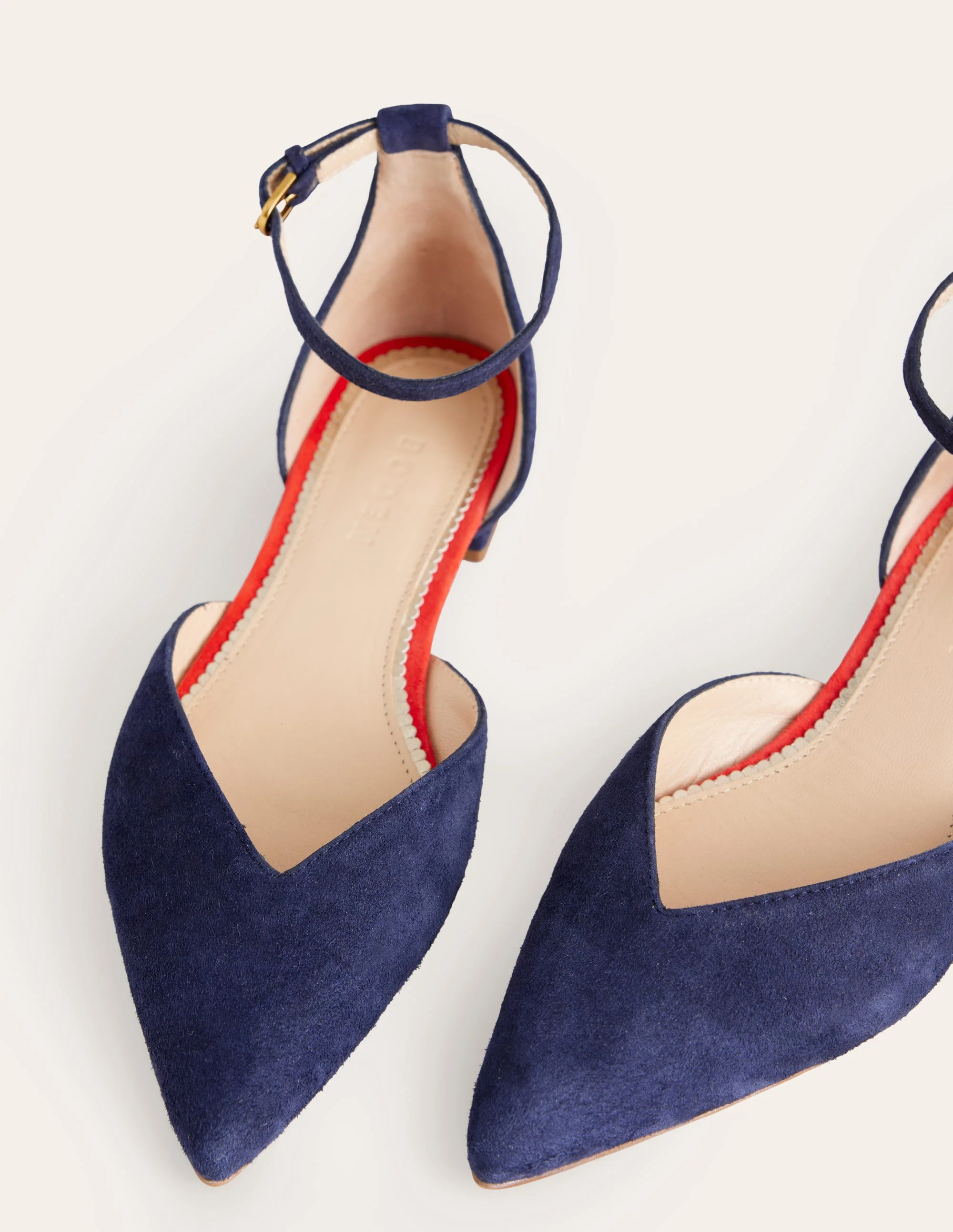 Ankle Strap Point Flats-Navy Suede - Image 4