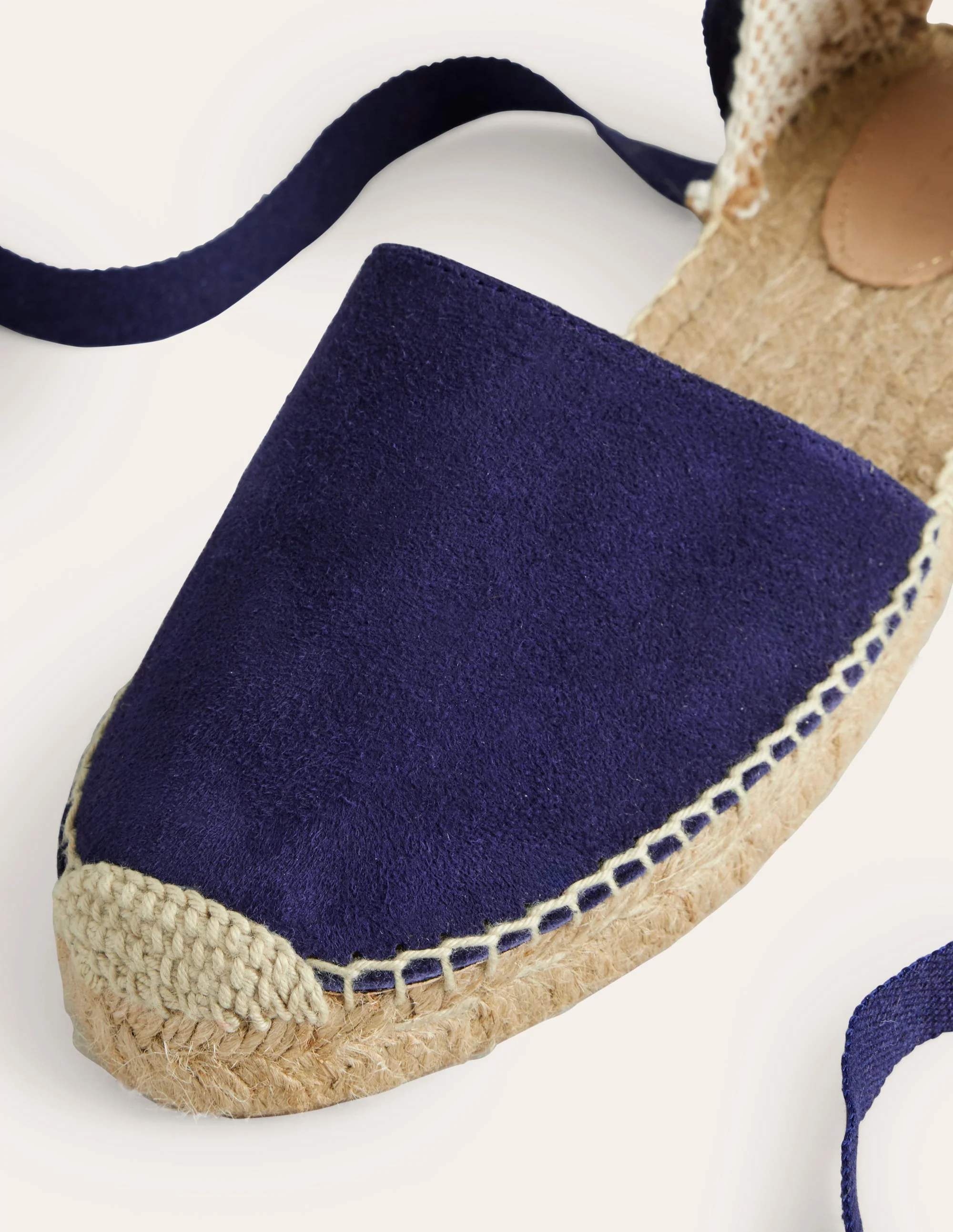 Ankle Tie Flat Espadrilles-Navy suede - Image 4