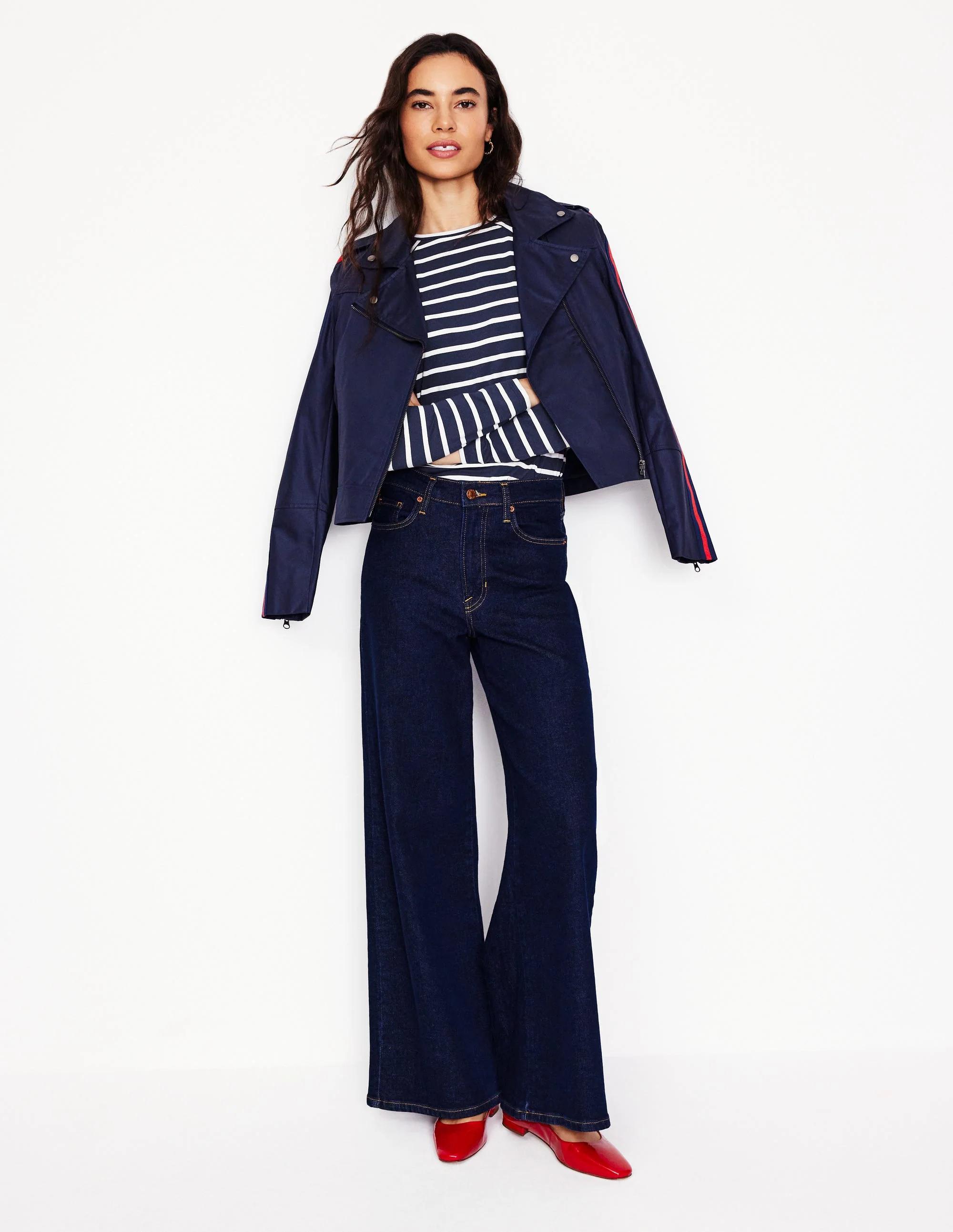 Arabella Stripe Jersey Top-Navy, Ivory Stripe - Image 4