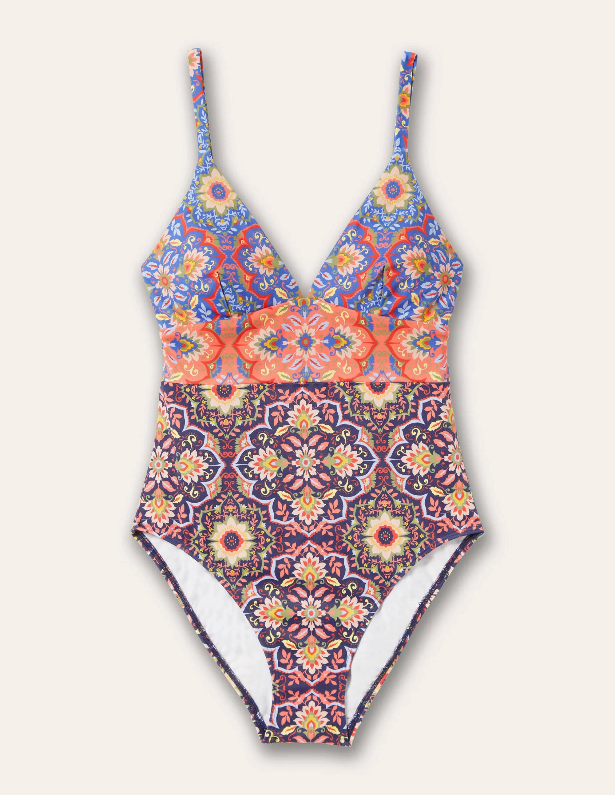 Arezzo V-neck Panel Swimsuit-French Navy, Moroccan Bloom - Image 7