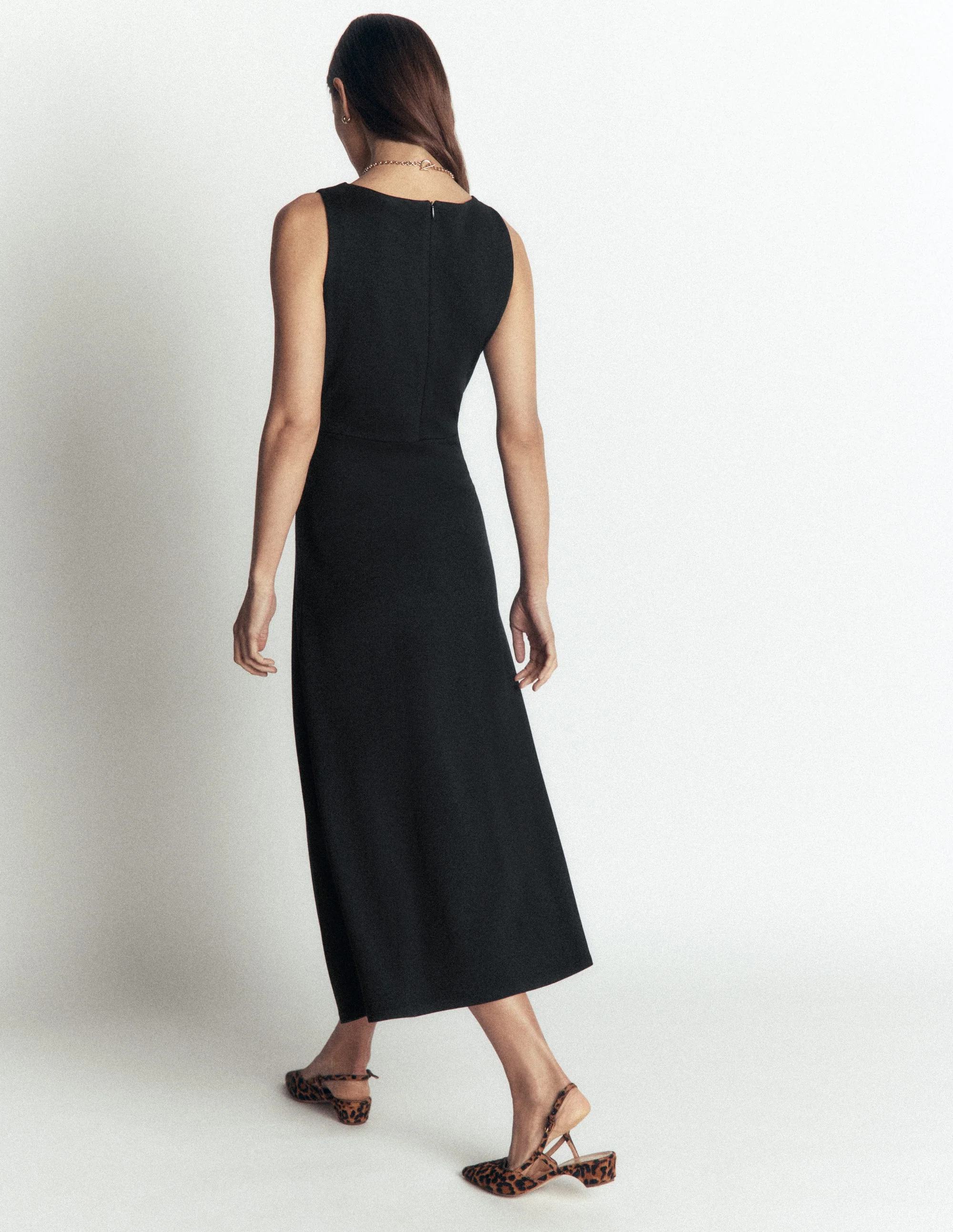 Asymetric Ponte Midi Dress-Black - Image 3