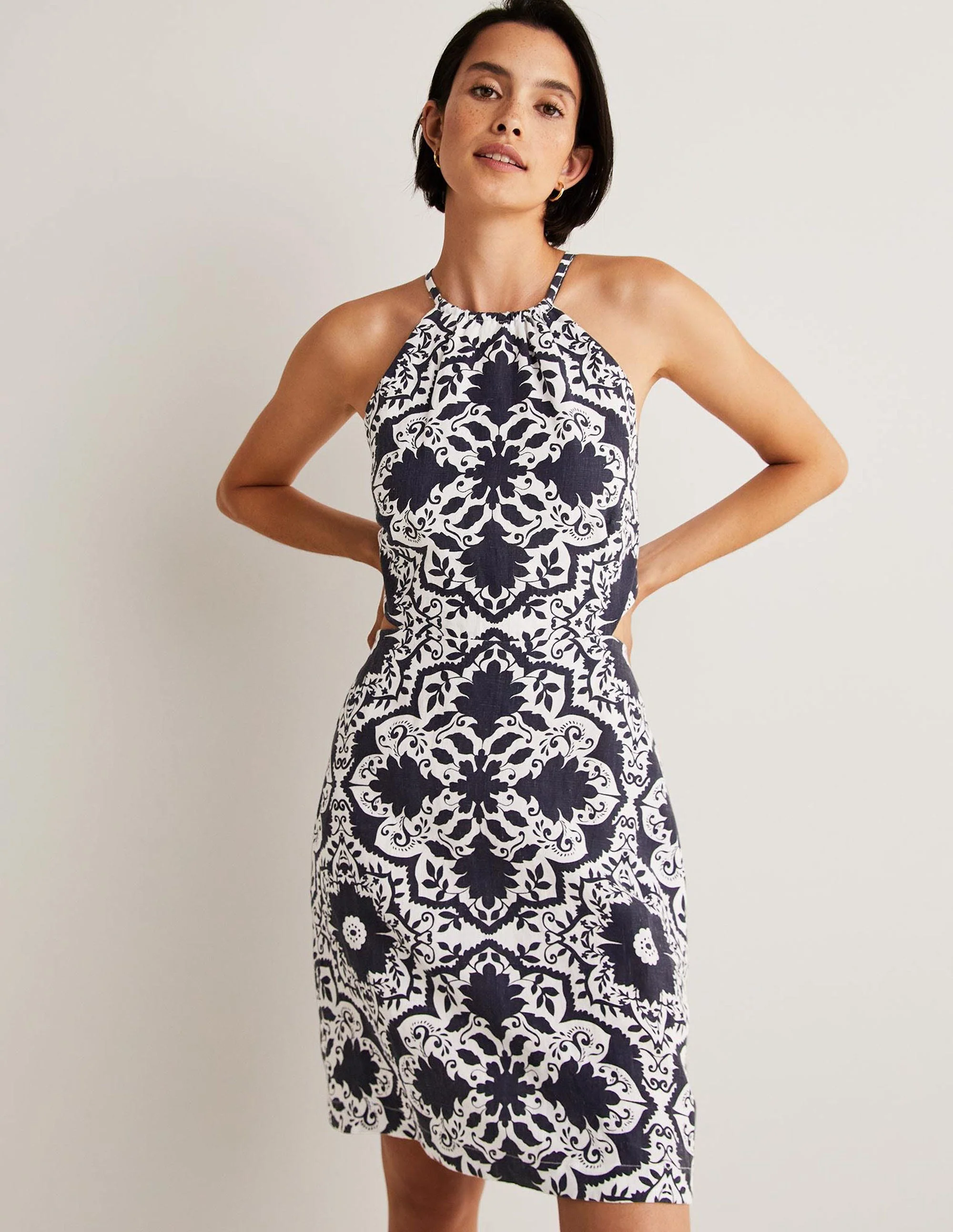 Back Detail Mini Dress-Navy, Bloomsbury - Image 2
