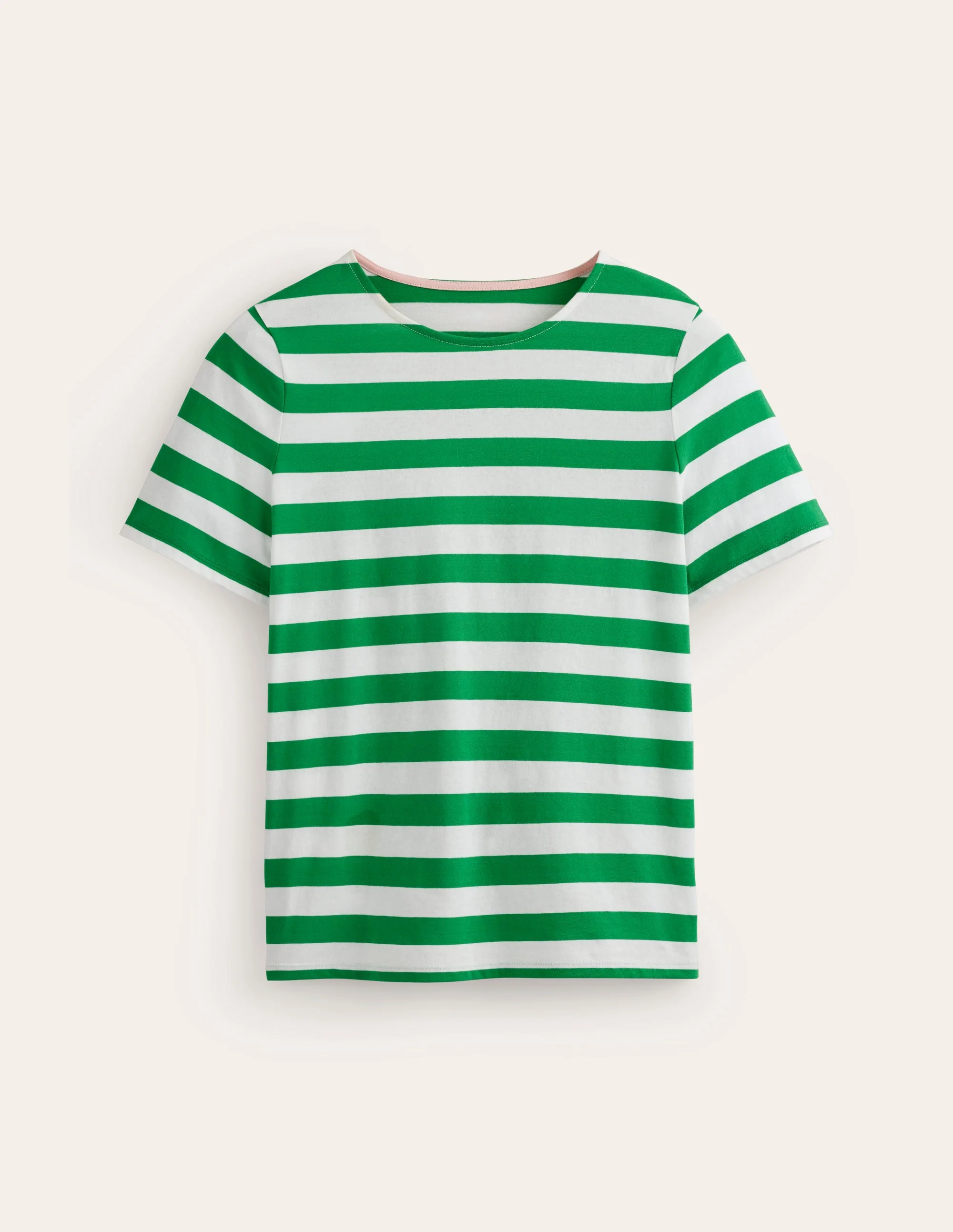 Bea Short Sleeve Breton-Ivory, Green Stripe - Image 5