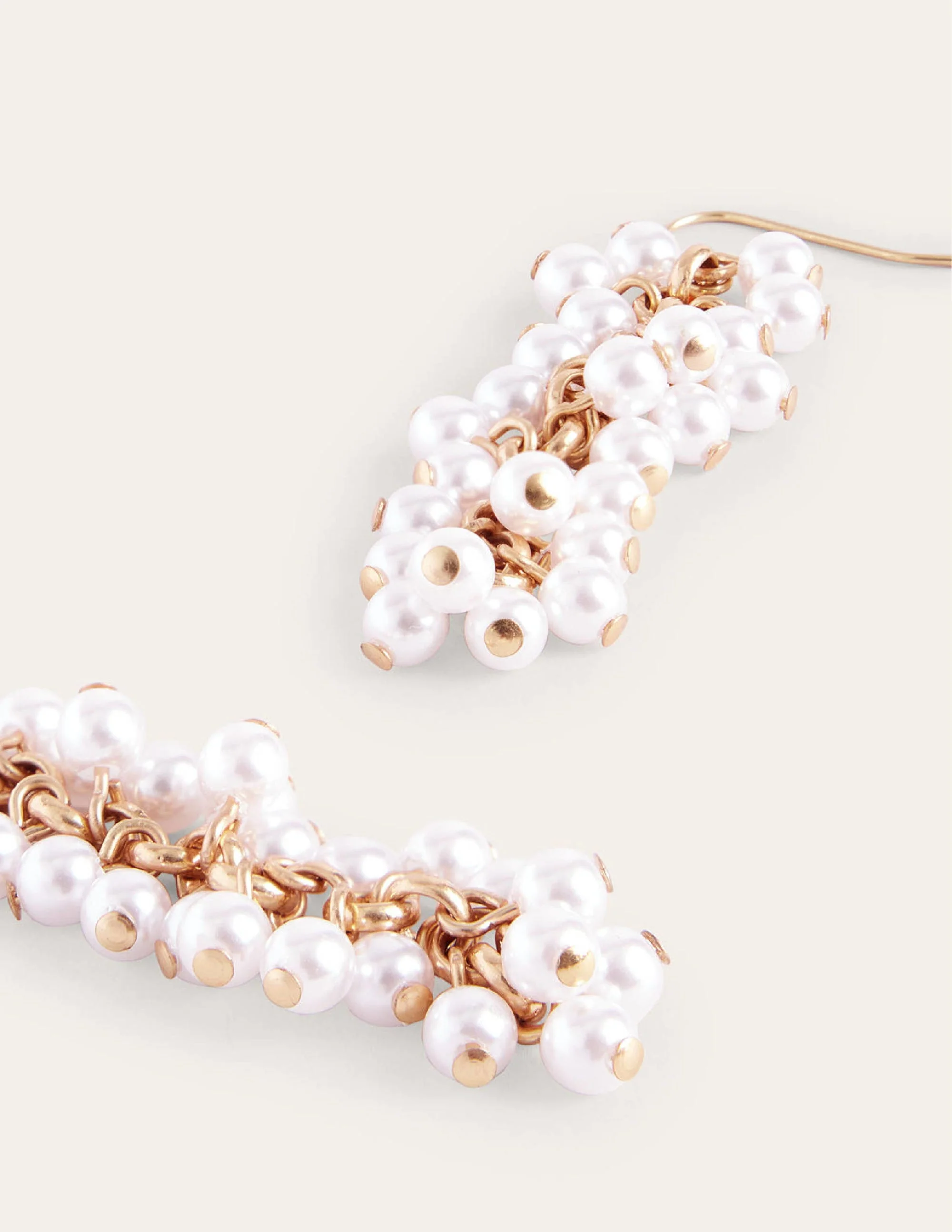 Beaded Drop Earrings-Pearl - Image 3