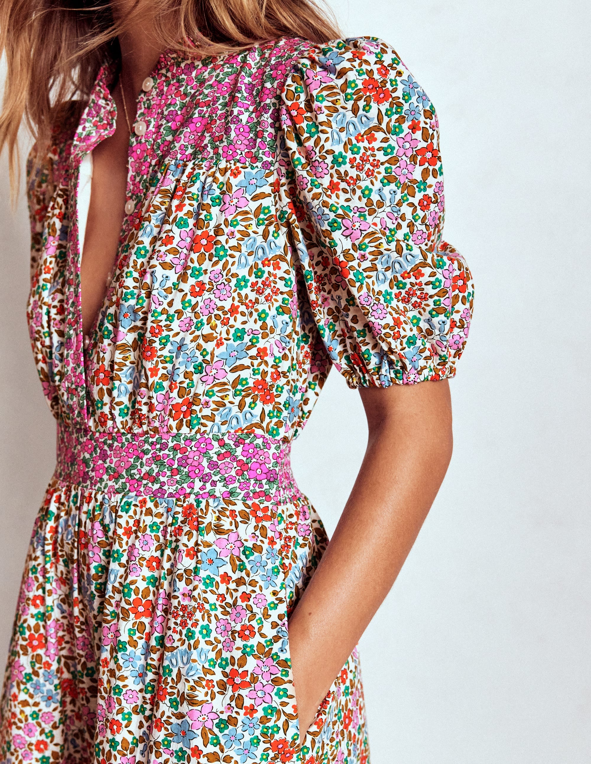 Beatrice Cotton Maxi Dress-Multi, Flowerbed Cluster - Image 2