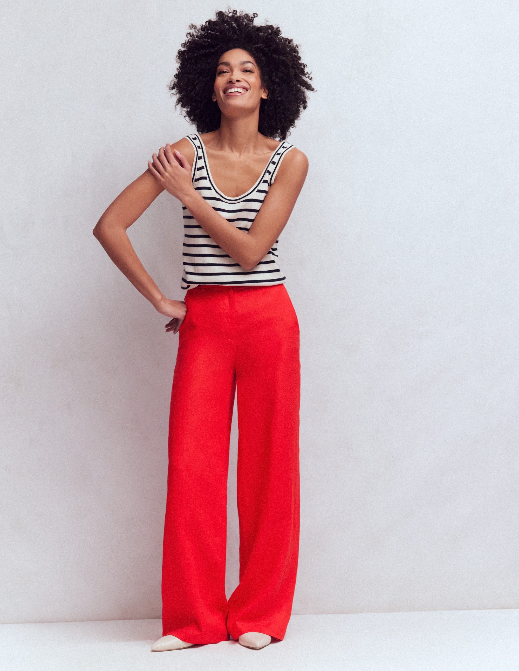 Belgravia Linen Trousers-Bright Cherry