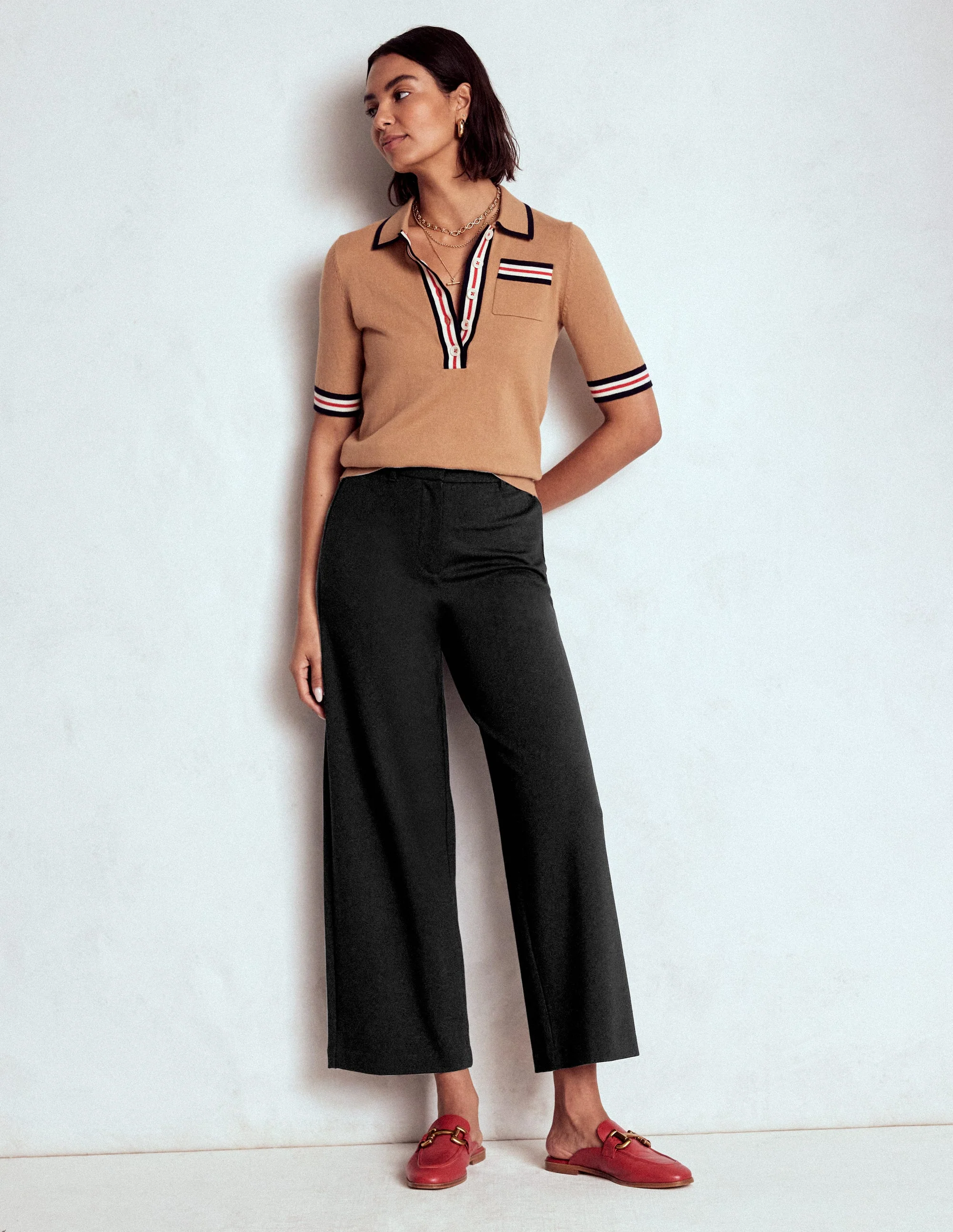 Belgravia Ponte Crop Trousers-BLACK