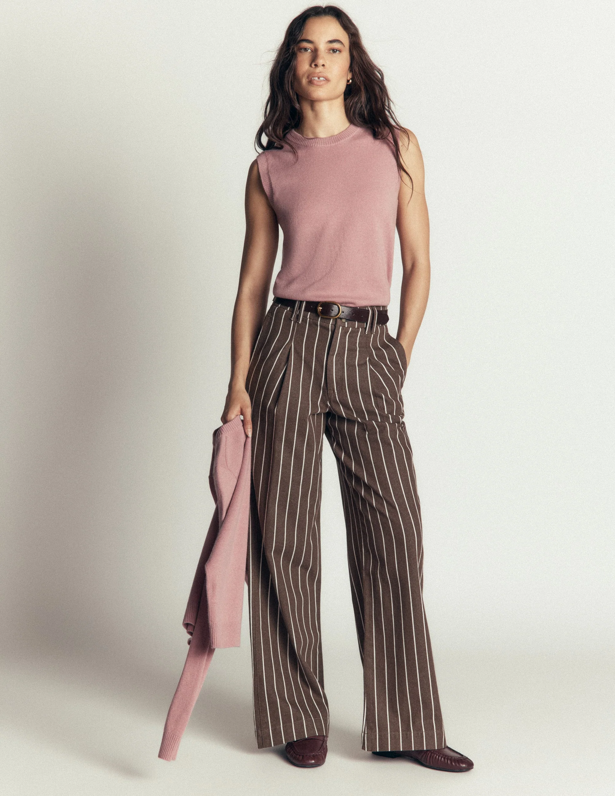 Belgravia Twill Trousers-Brown Stripe