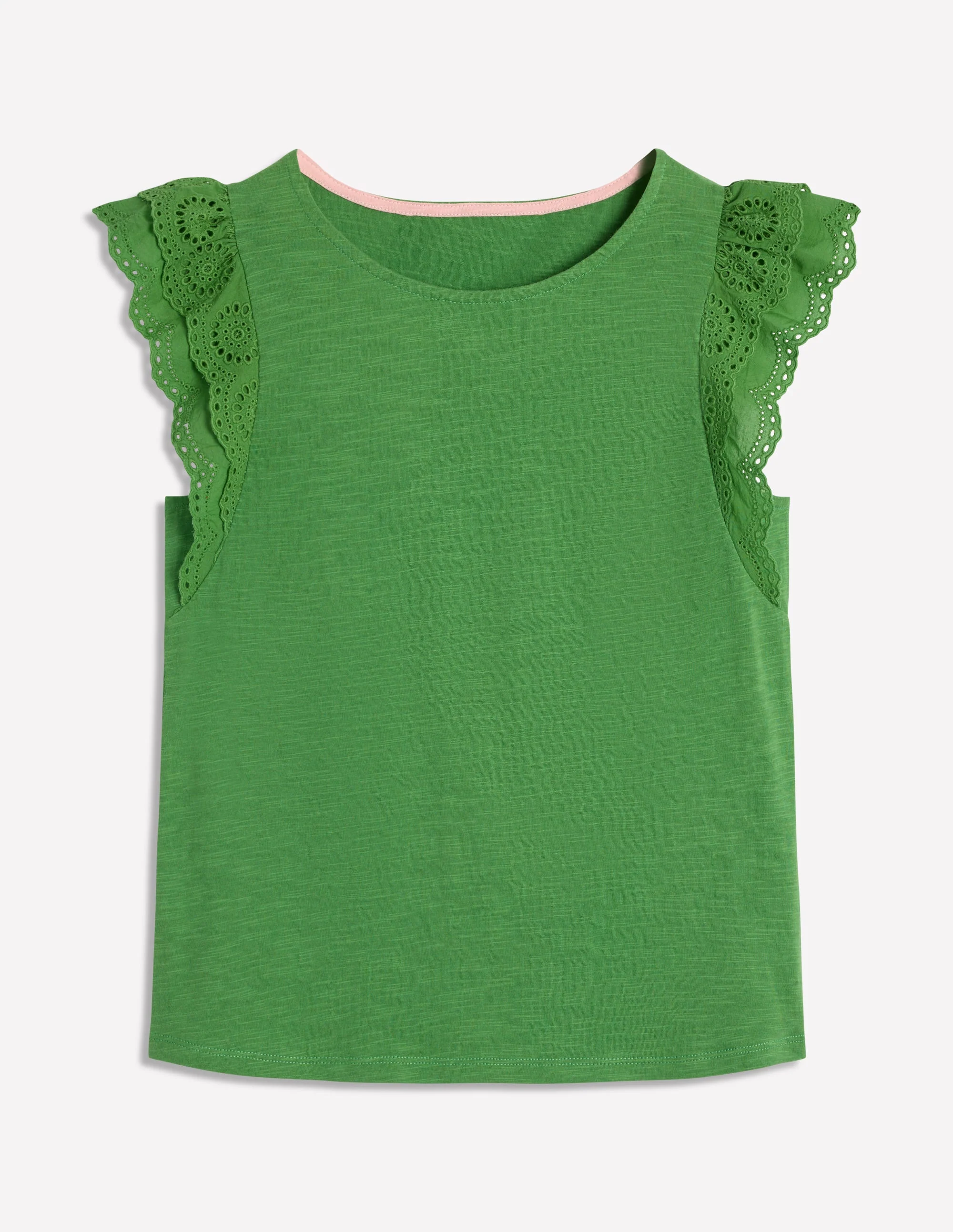 Belle Broderie Sleeve Top-Paradise Green - Image 5