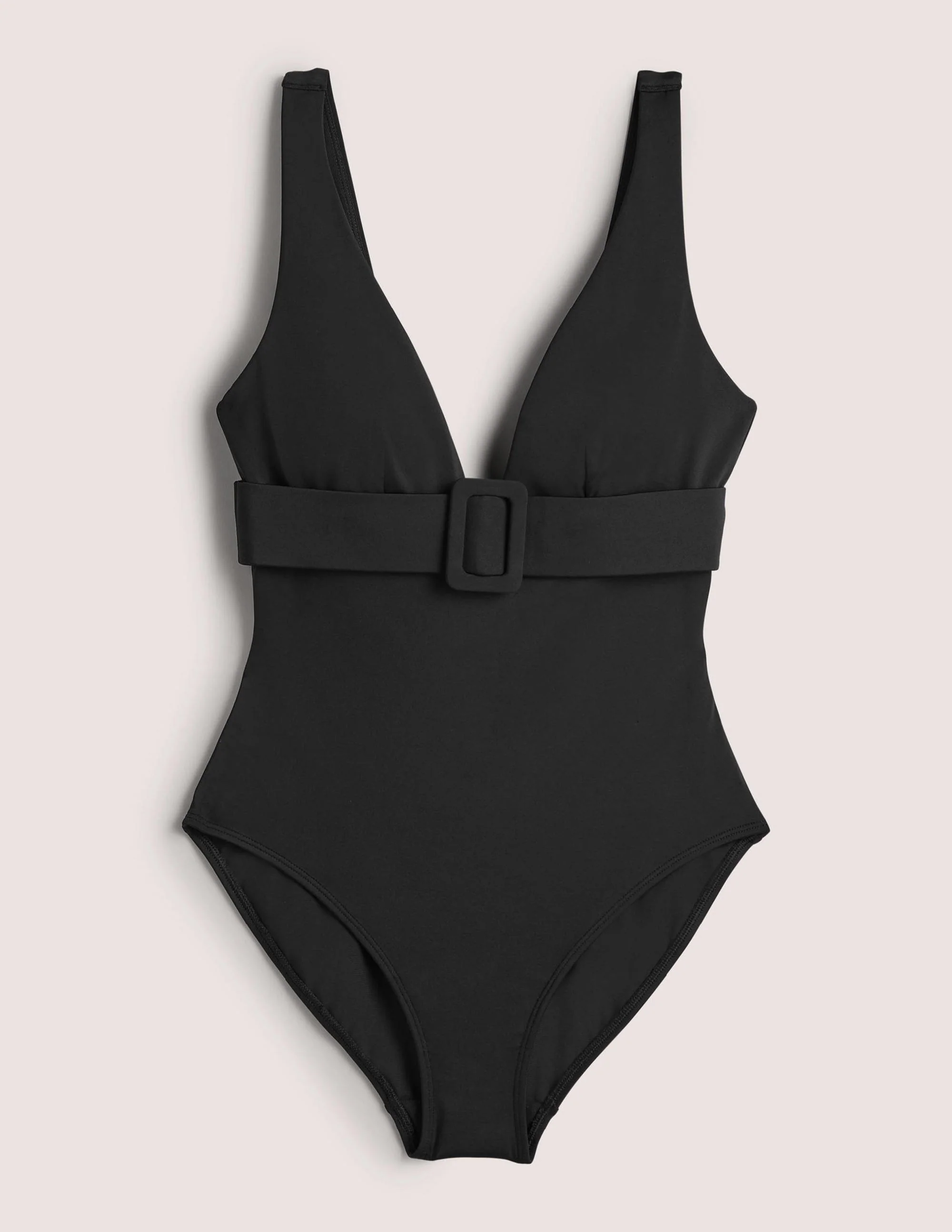 Belted Deep V Swimsuit-Black - Image 7