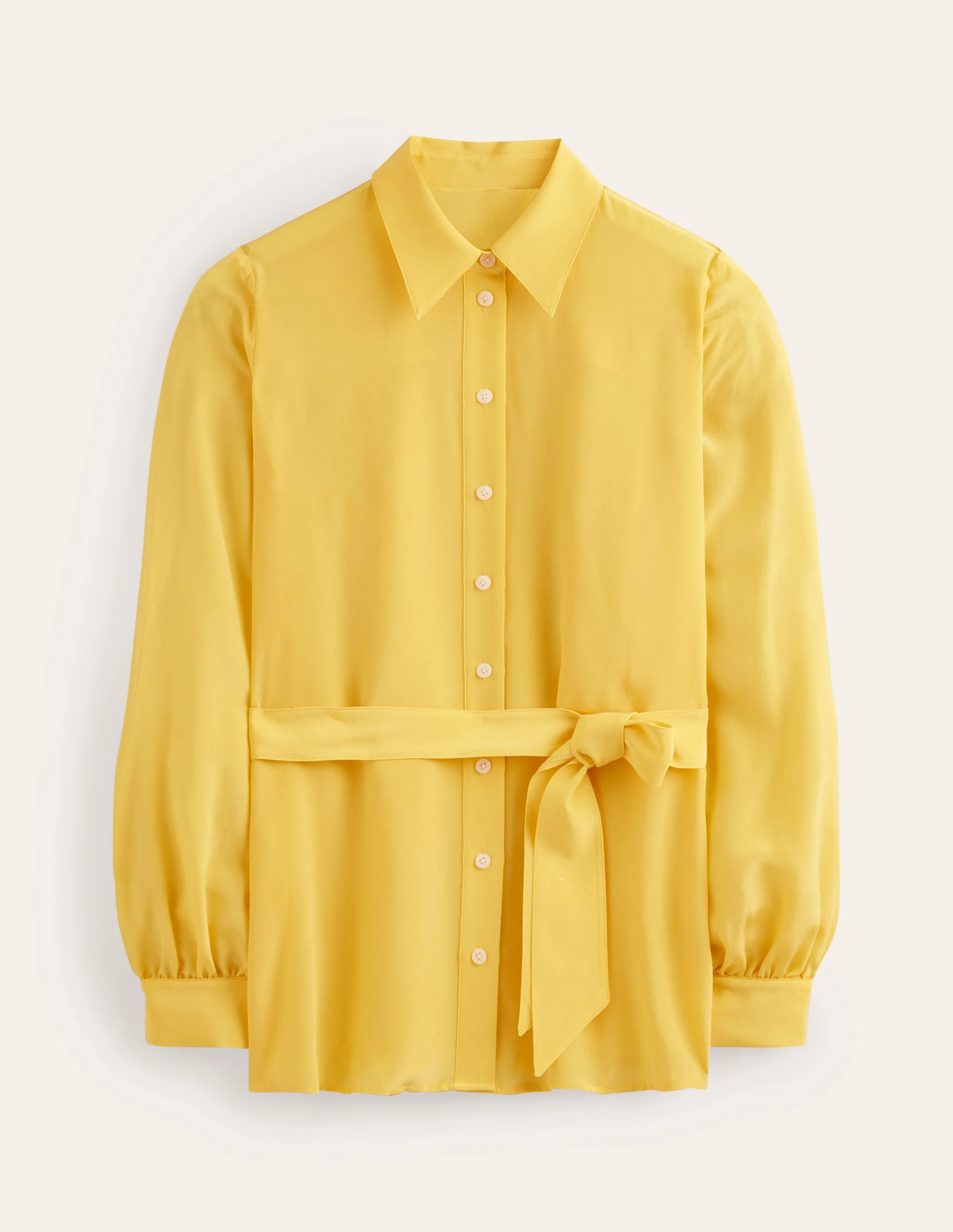 Belted Silk Shirt-Vibrant yellow - Image 5