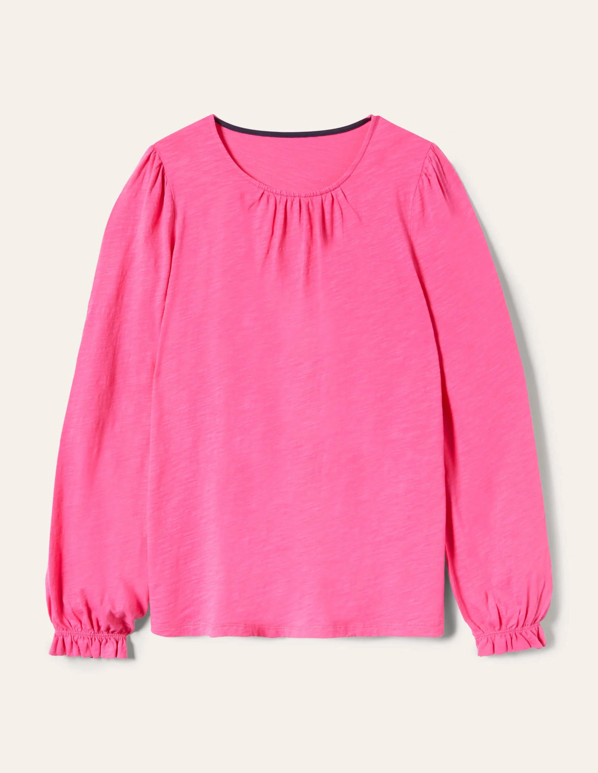 Blouson Cotton Crew Neck Top-Festival Pink - Image 5