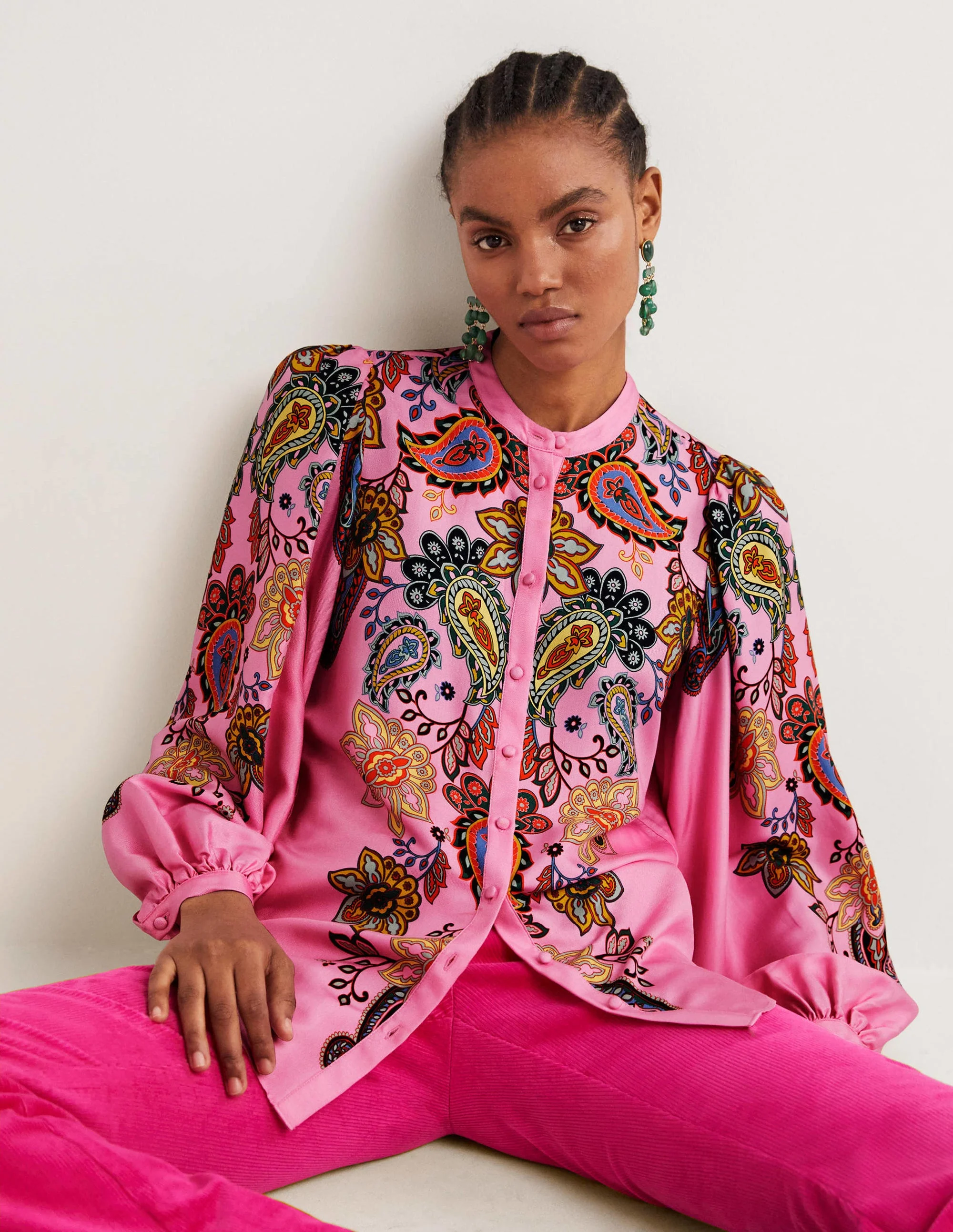 Blouson Sleeve Blouse-Cherry Blossom, Paisley Charm - Image 4