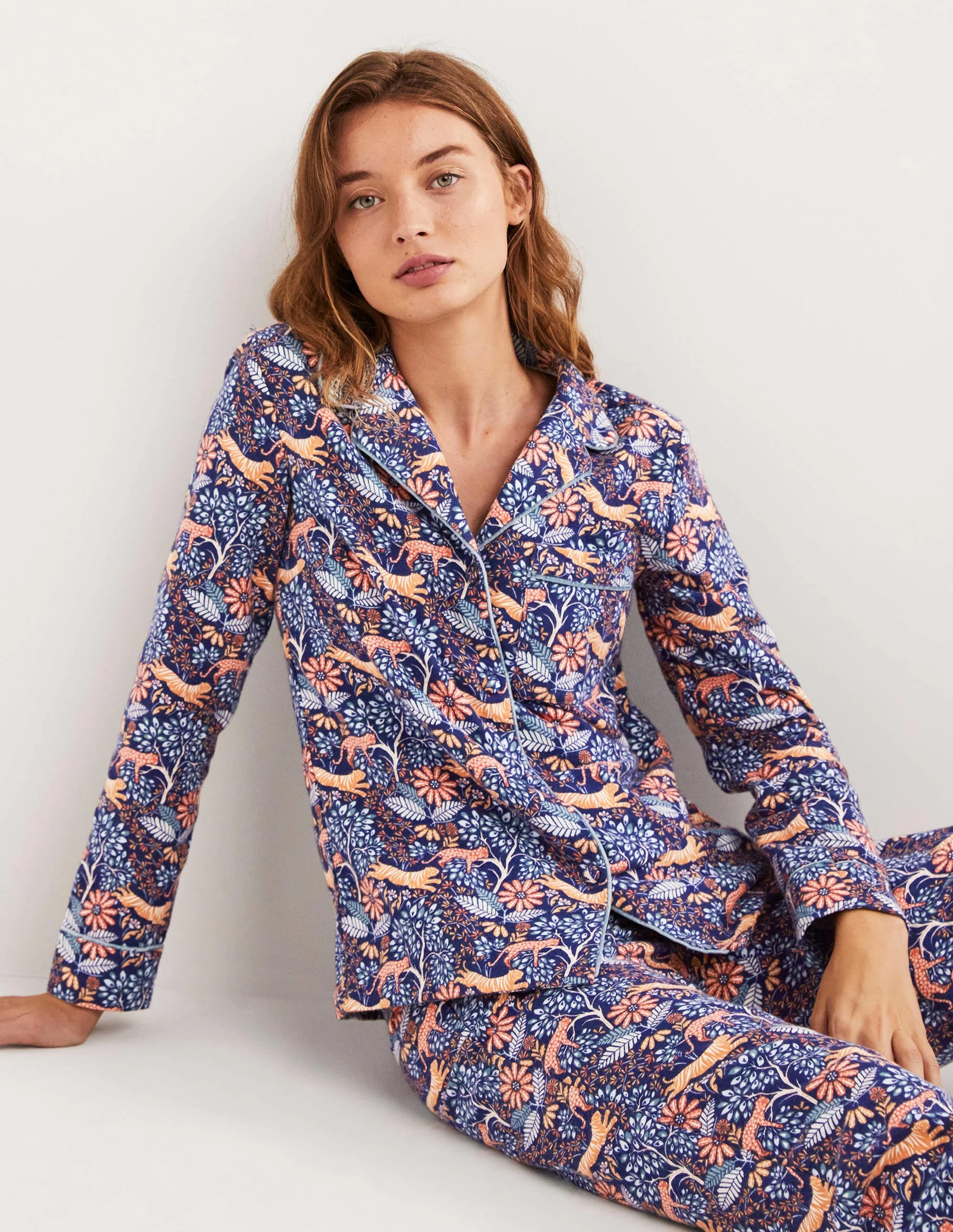 Blue Safari Bloom Cosy Pyjama Set-Dusty Orange, Safari Bloom