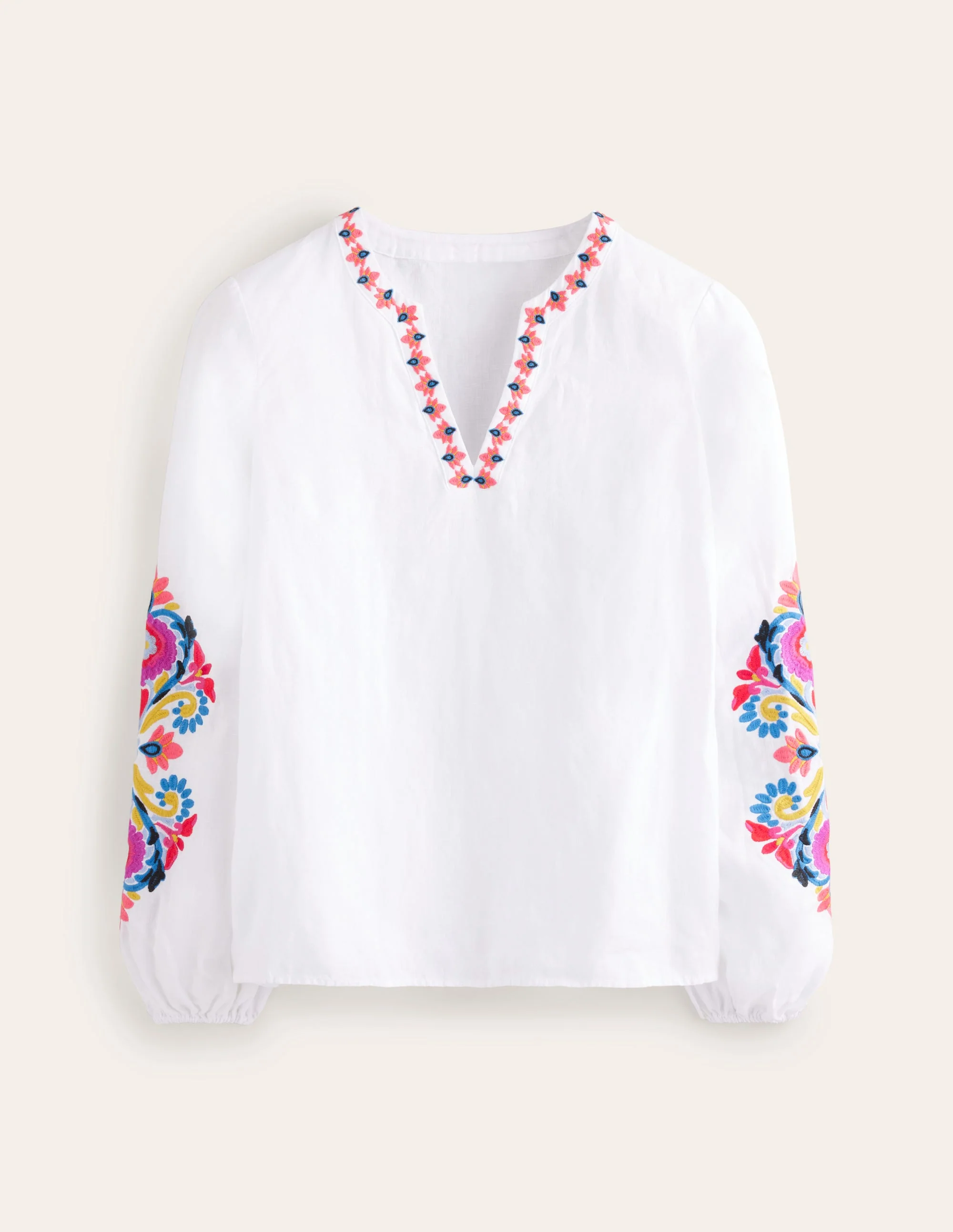 Bonnie Linen Top-White, Multi Floral - Image 8