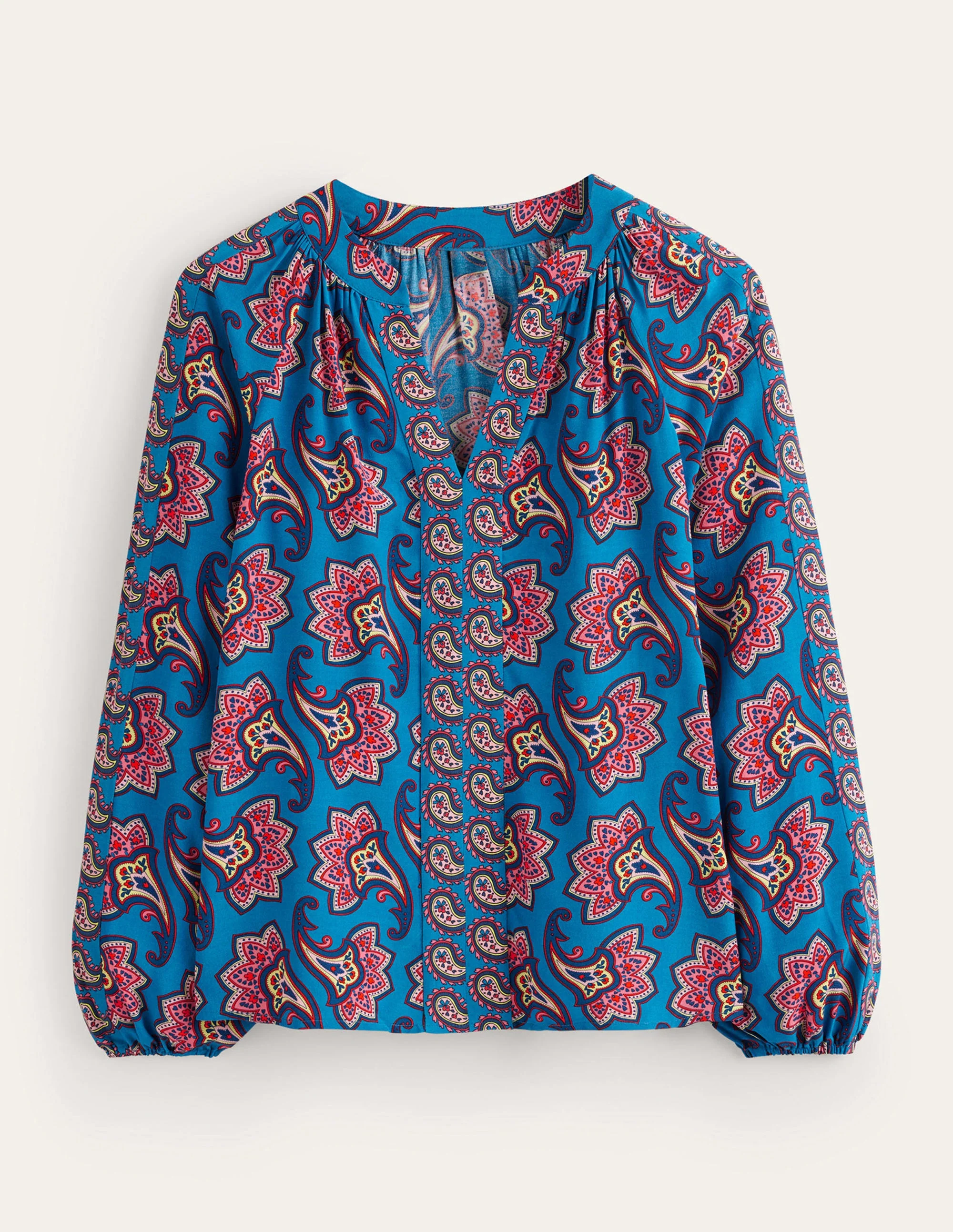 Border Print Raglan Top-Blue, Paisley Amaryllis - Image 6