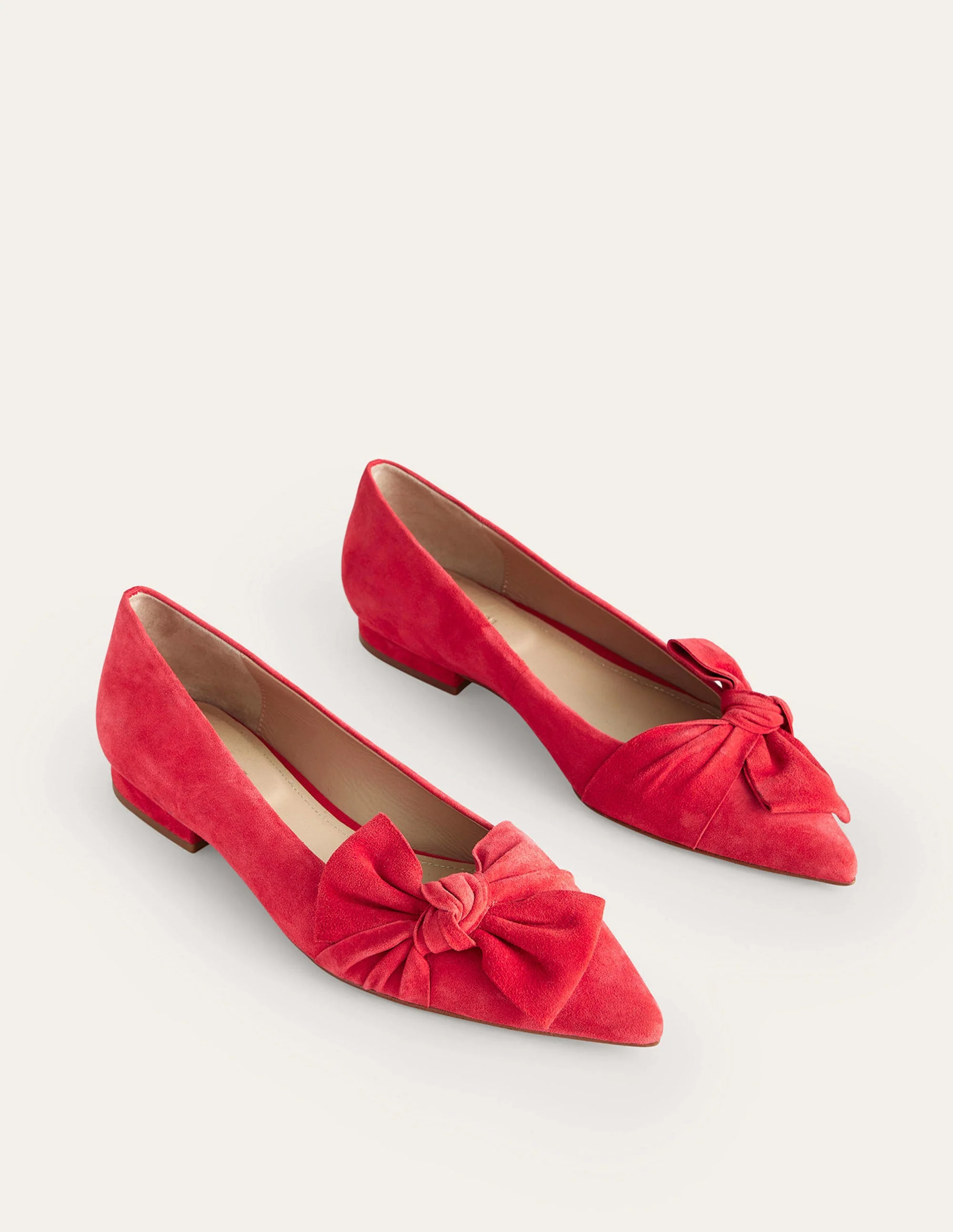 Bow Ballet Flats-Brilliant Red Suede - Image 3