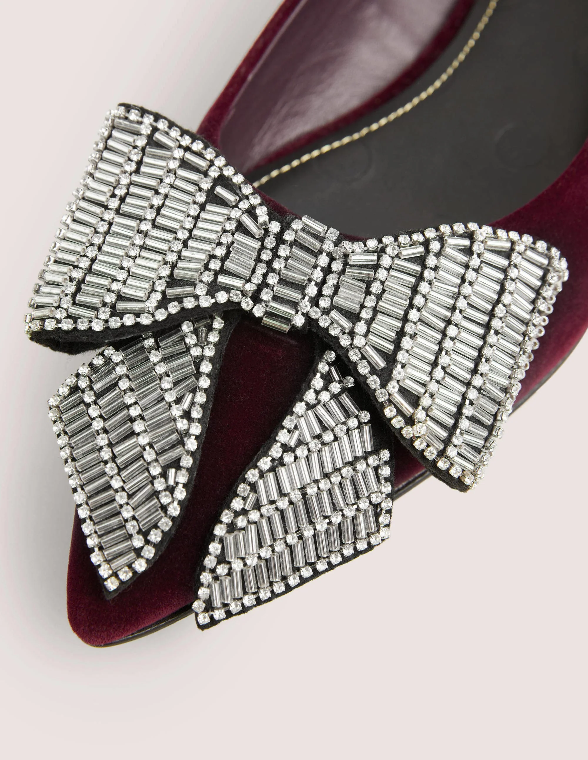 Bow Embellished Pointed Flats-Mulled Wine - Image 3