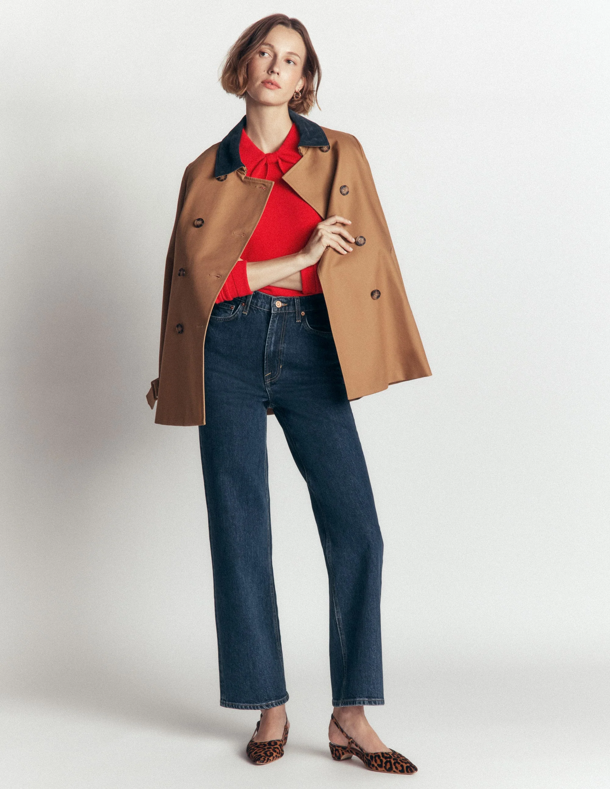 Bow Neck Knitted Jumper-Poppy Red - Image 4