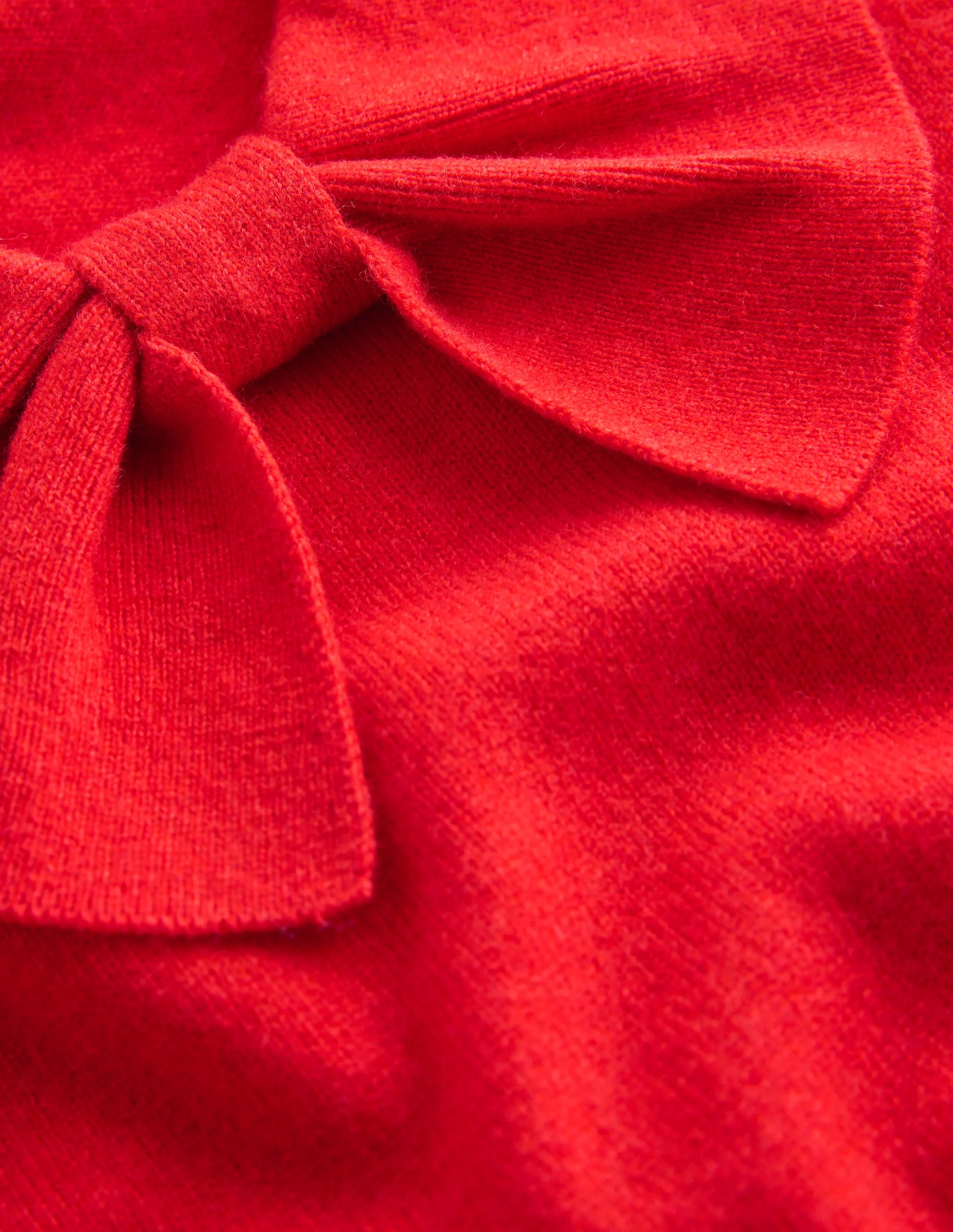 Bow Neck Knitted Jumper-Poppy Red - Image 7