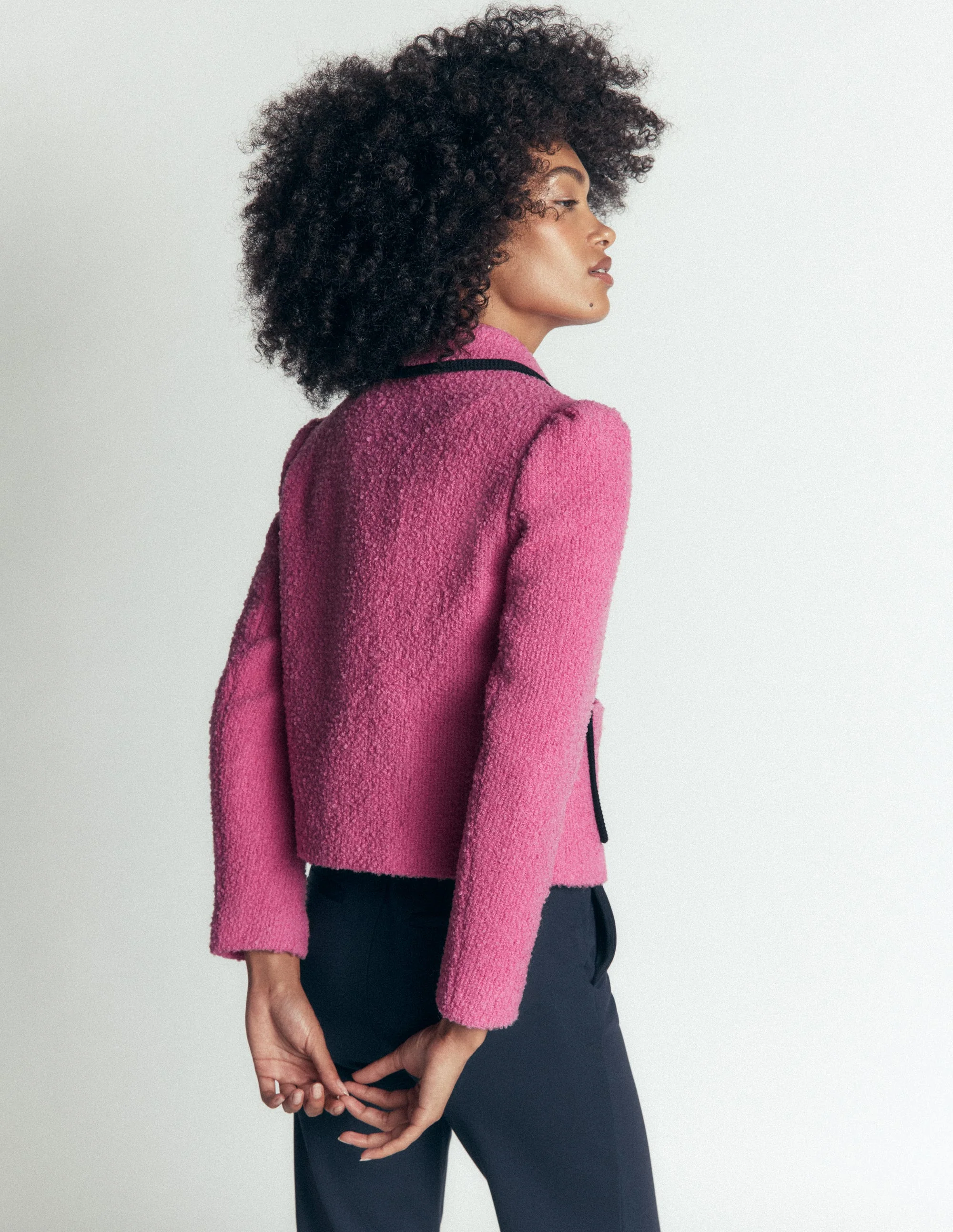 Branscombe Wool Bow Jacket-Pink Solid - Image 3