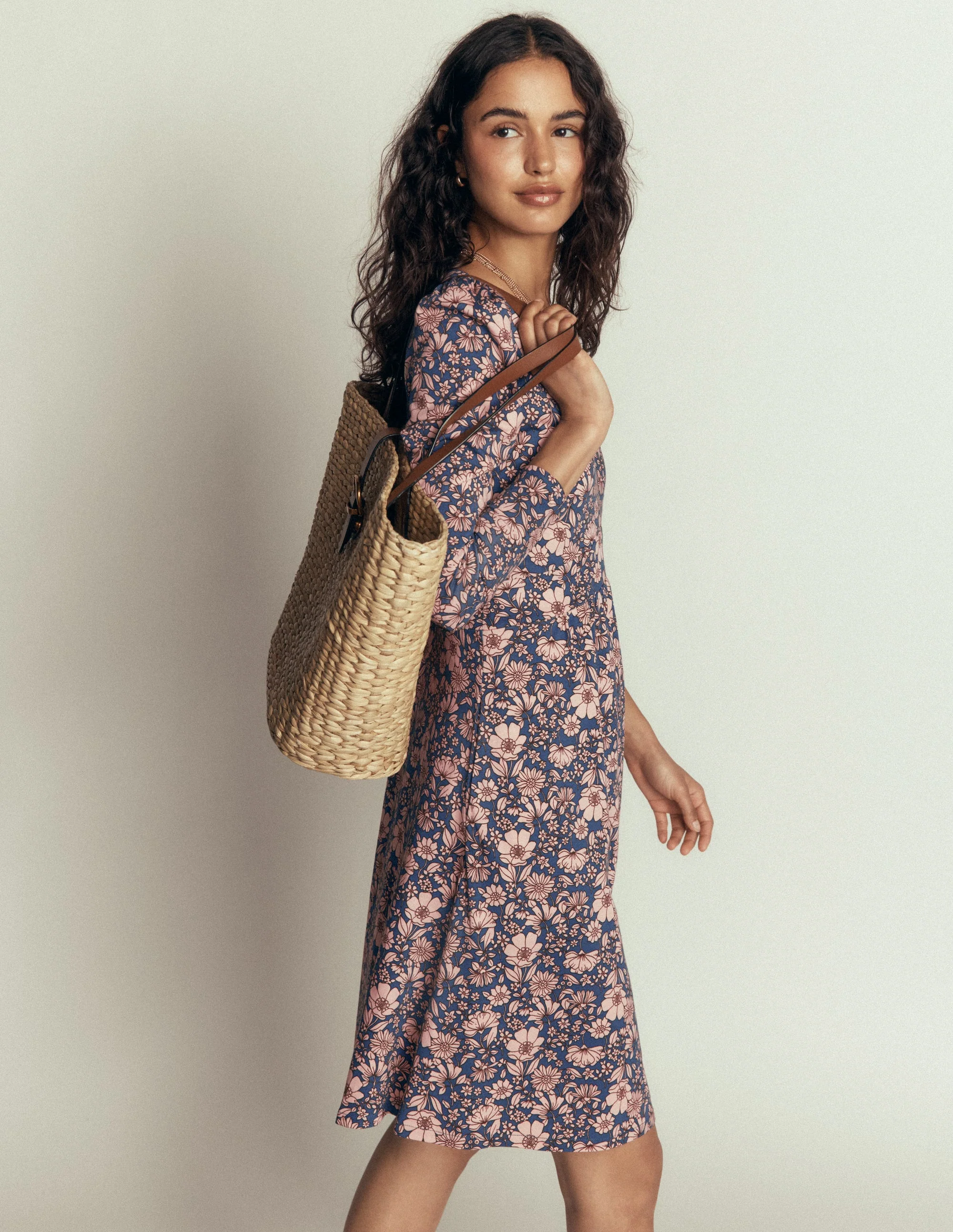 Briony Jersey Short Dress-Ballet Slipper, Floral Field