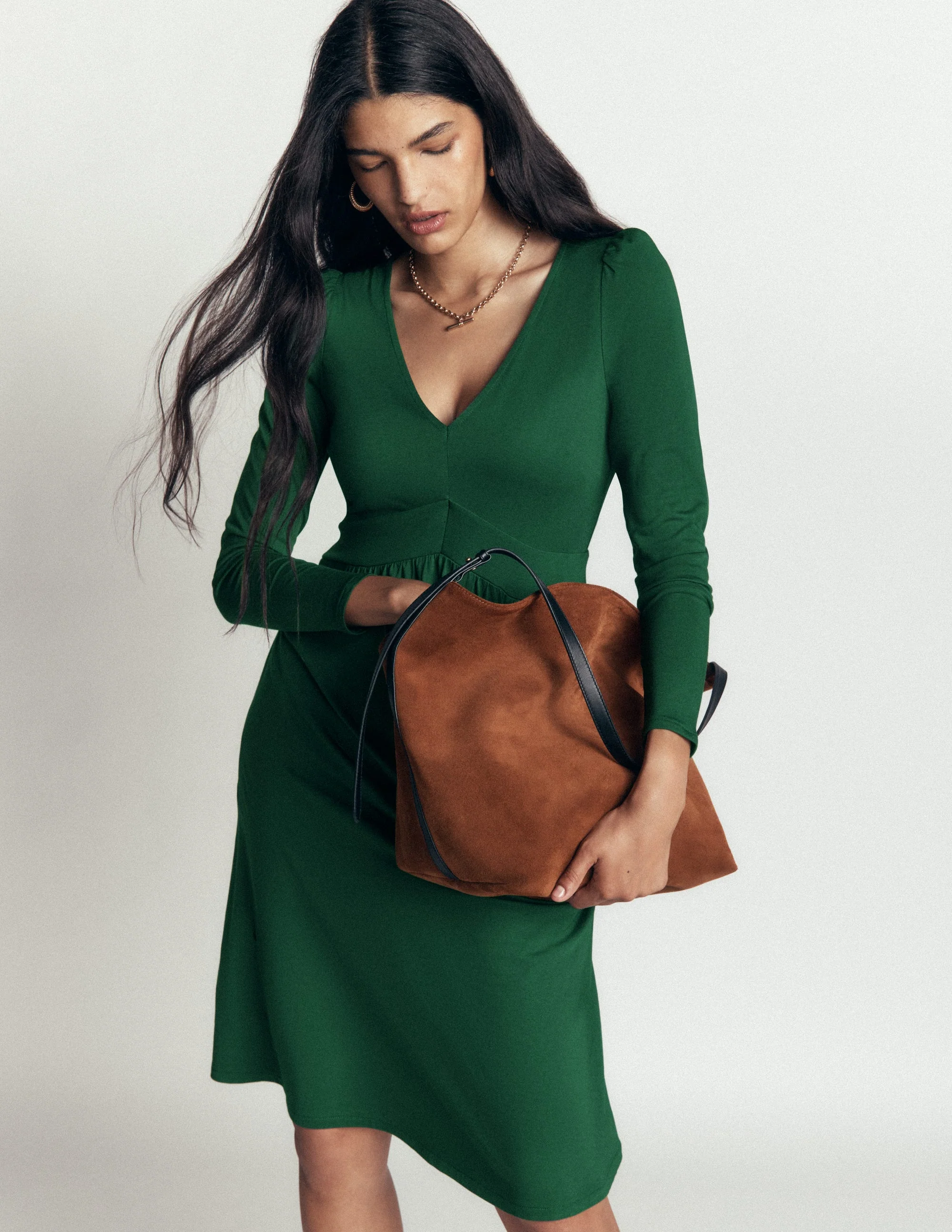 Briony Jersey Short Dress-Hunter Green