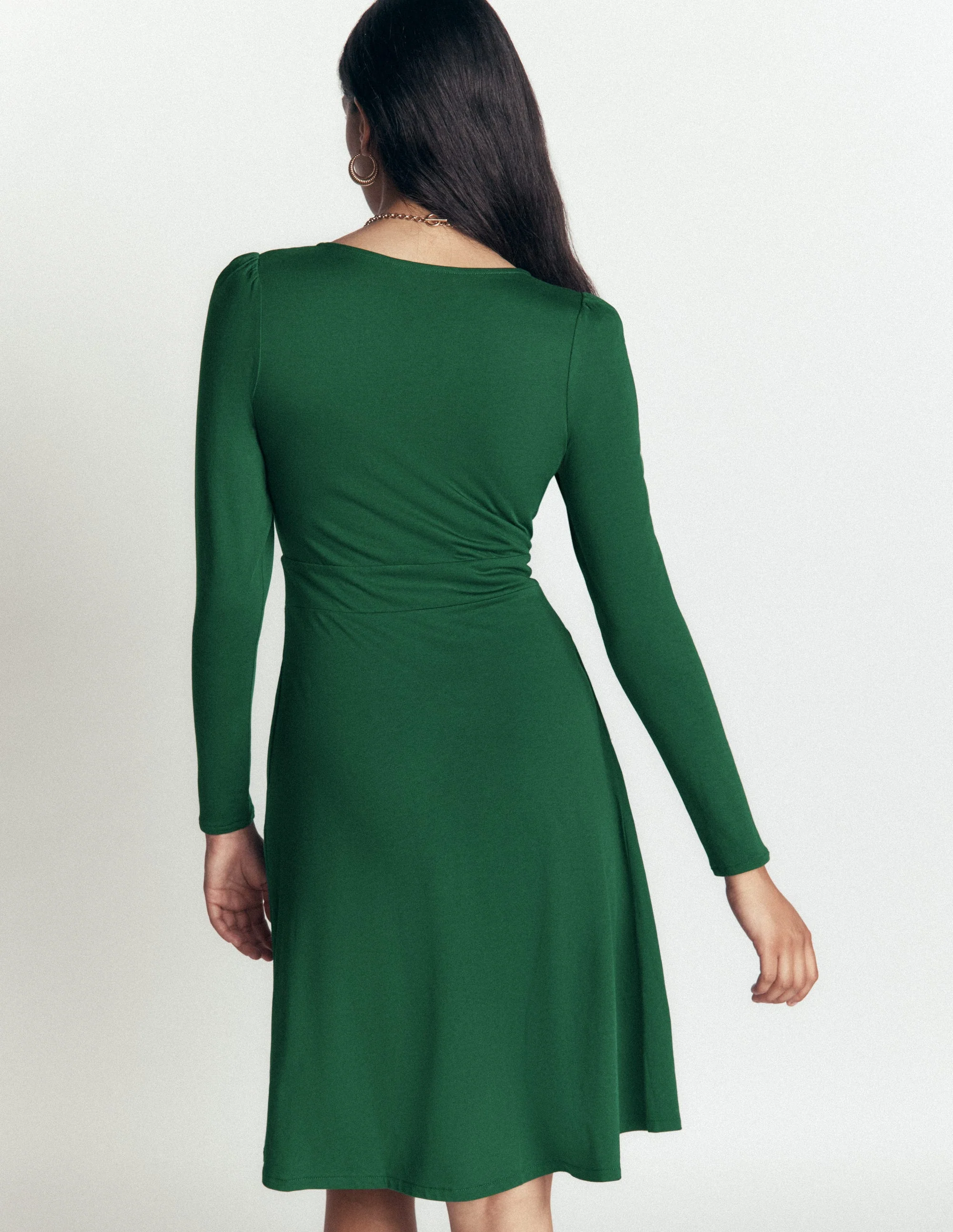 Briony Jersey Short Dress-Hunter Green - Image 3