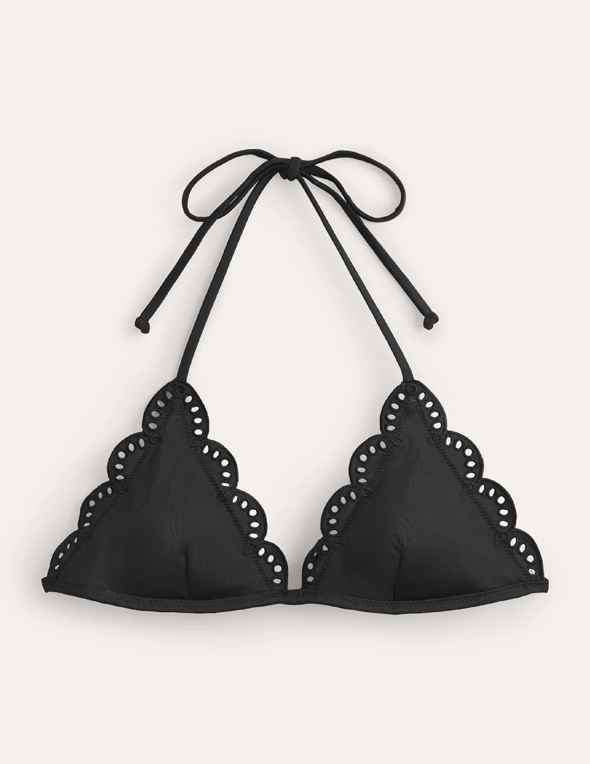Broderie Triangle Bikini Top-Black - Image 5