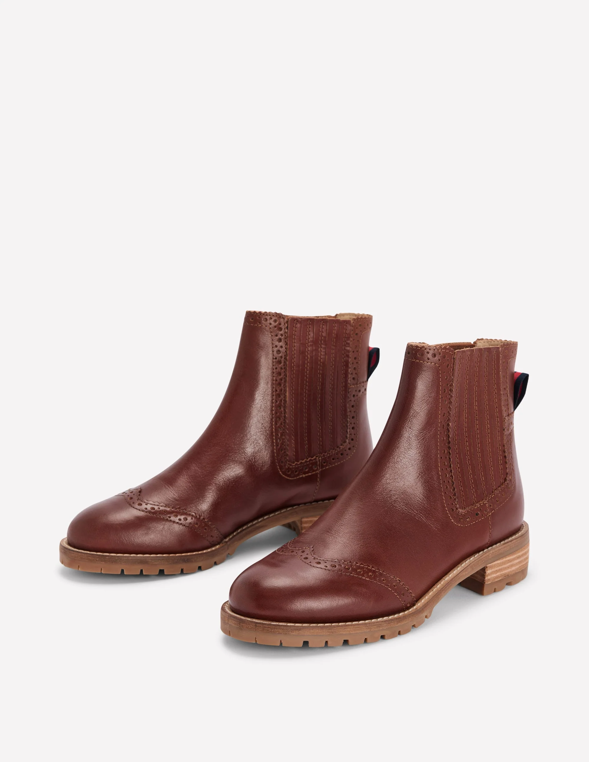 Brogue Detail Chelsea Boots-Tan - Image 4