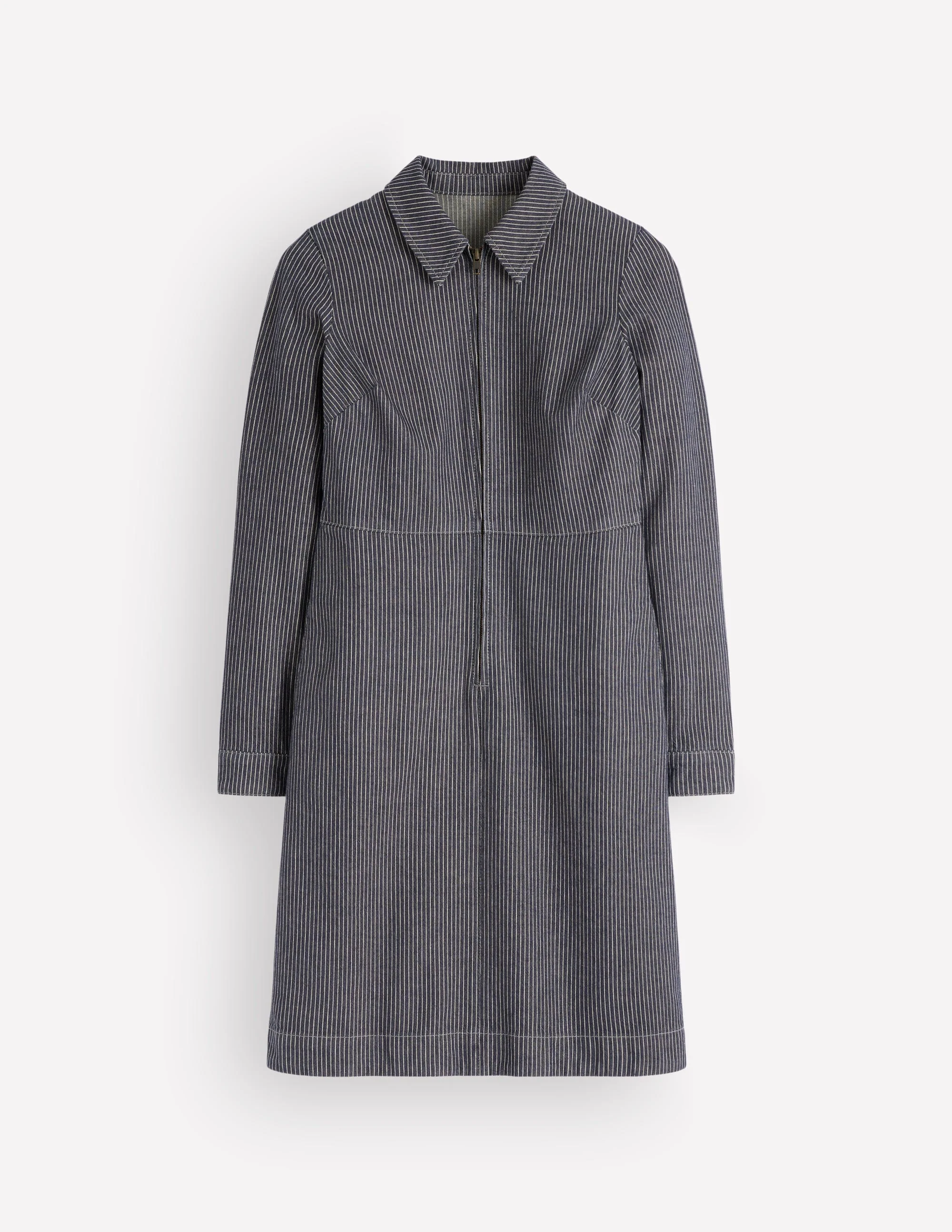 Bronte Denim Short Dress-Fine Denim Ticking Stripe - Image 6
