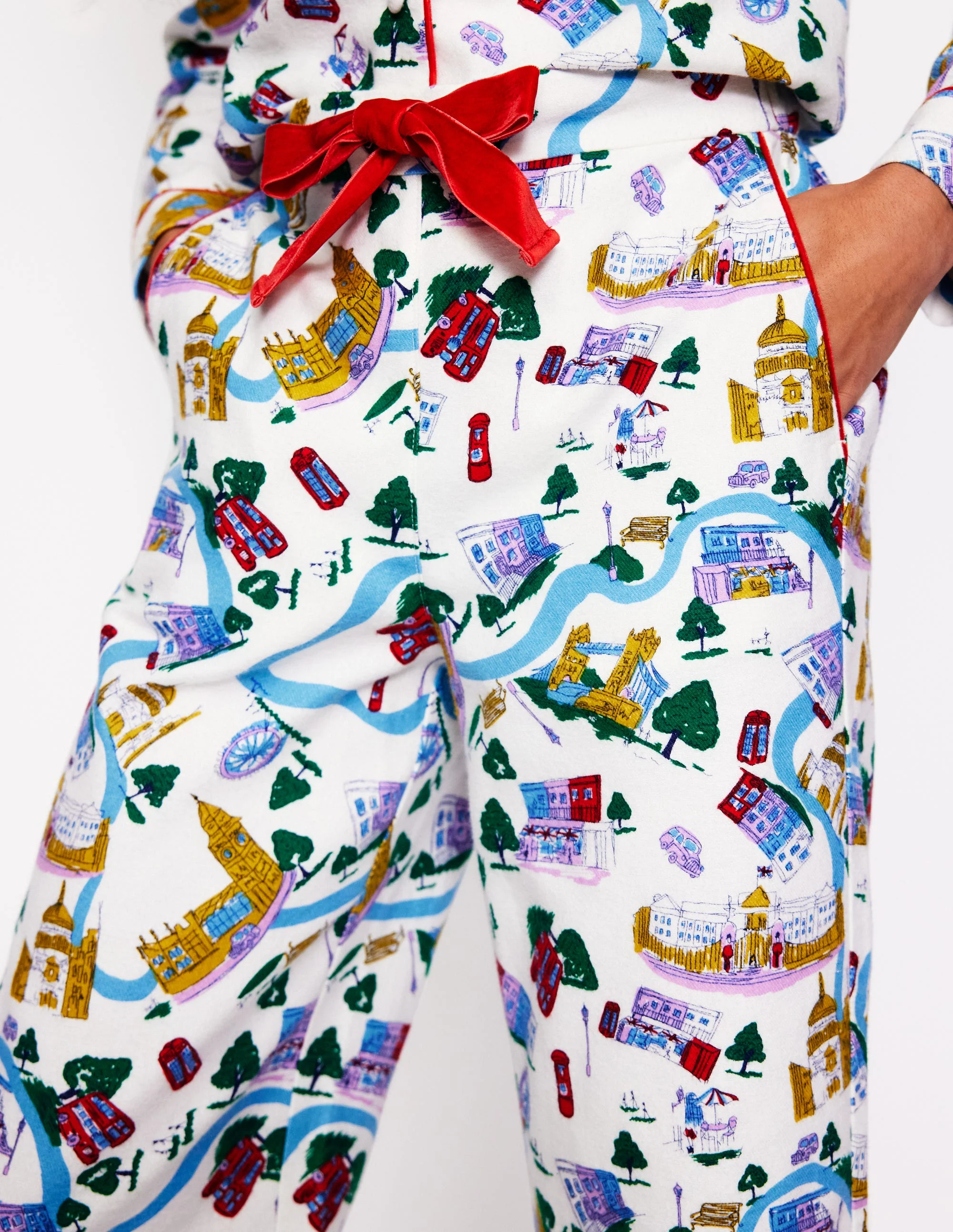 Brushed Cotton Pyjama Trousers-Multi, London Town - Image 2
