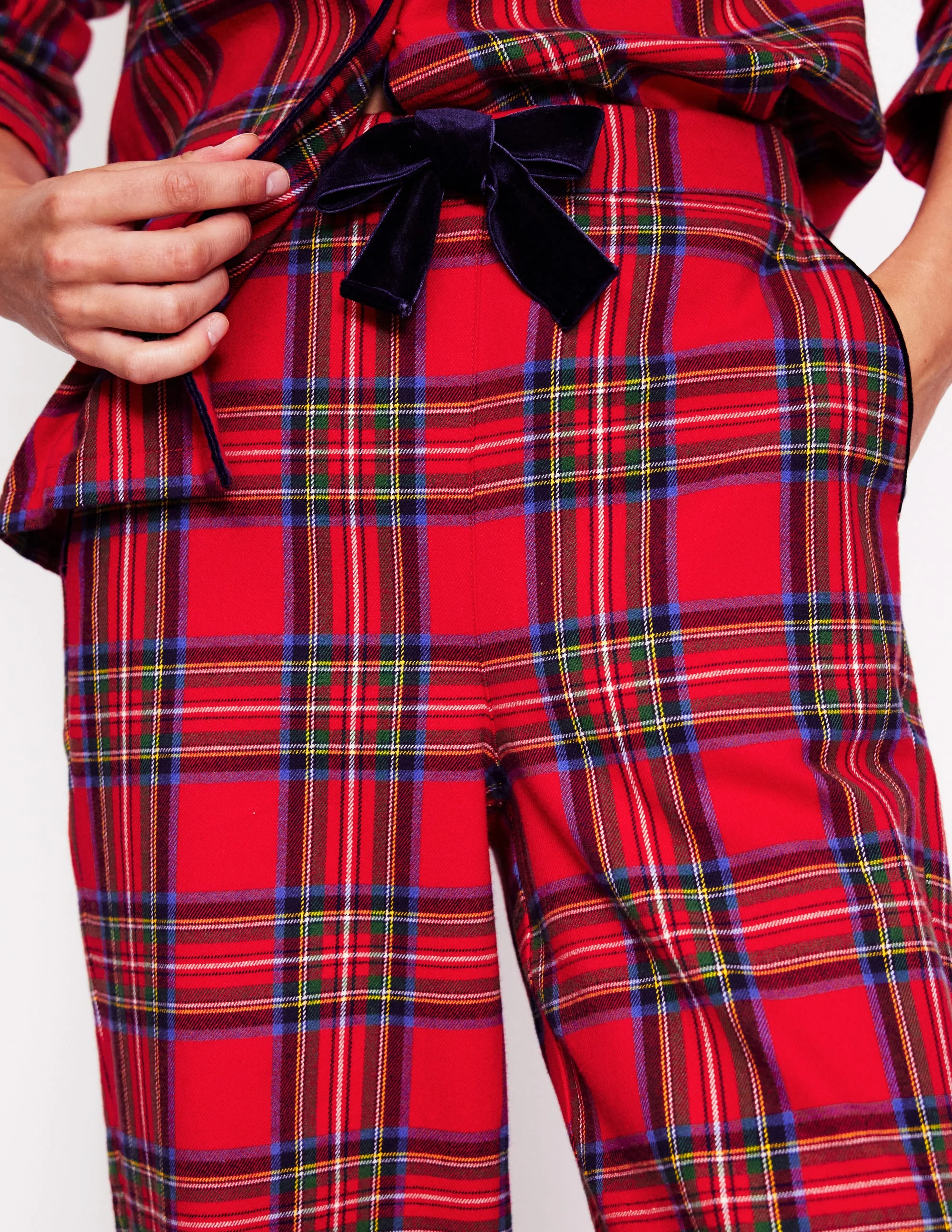 Brushed Cotton Pyjama Trousers-Red and Blue Check - Image 2